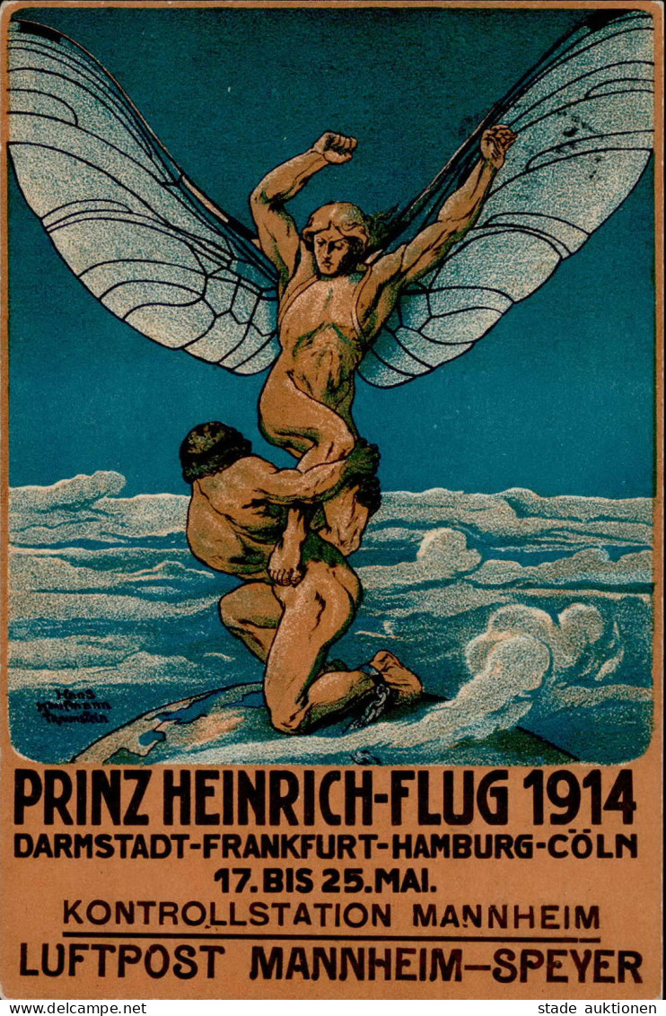 Flugereignis Mannheim Prinz Heinrich Flugtag 1914 Sign. Kaufmann, H. I-II Aviation - Guerre 1914-18