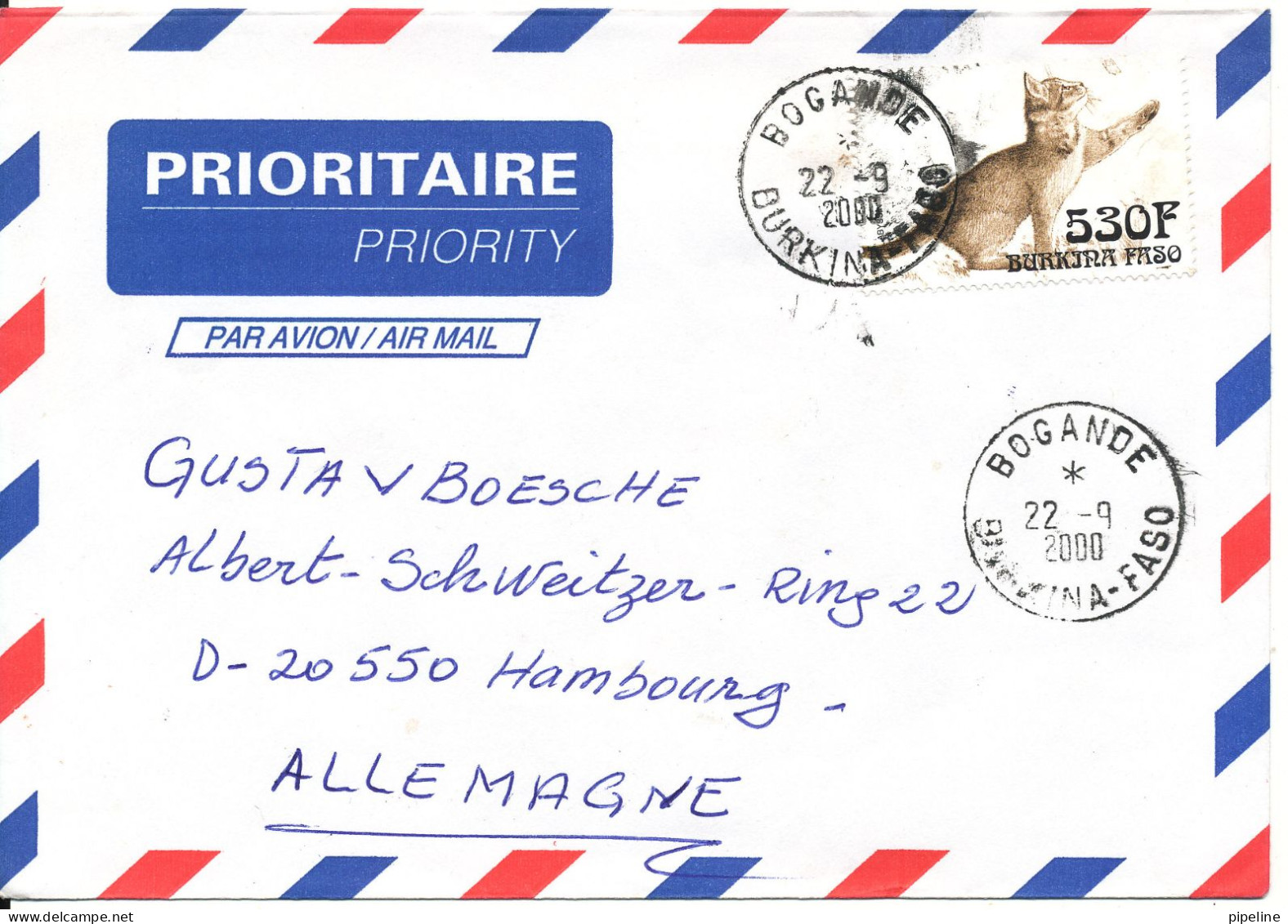 Burkina Faso Air Mail Cover Sent To Germany 22-9-2000 Single Franked - Burkina Faso (1984-...)