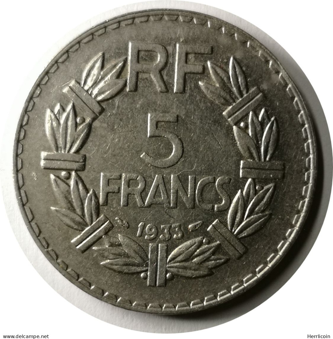 Monnaie France - 1933 - 5 Francs Lavrillier Nickel - 5 Francs