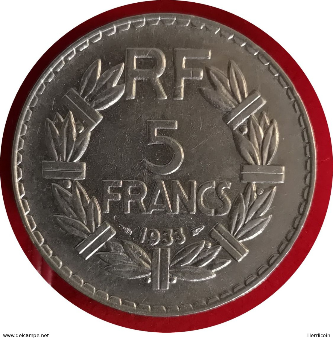 Monnaie France - 1933 - 5 Francs Lavrillier Nickel - 5 Francs