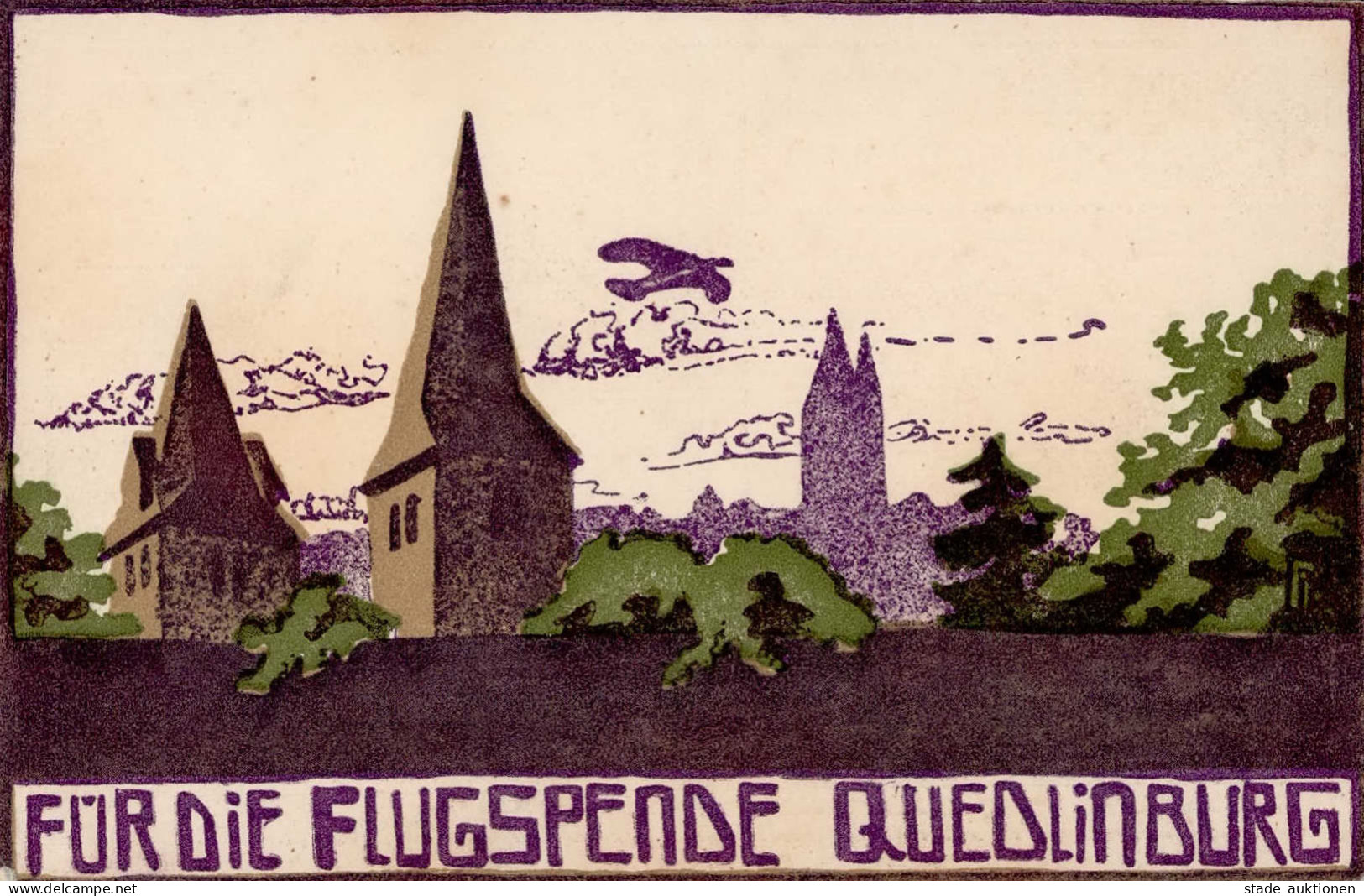 Flugereignis Quedlinburg Flugspendekarte Entworfen Milde, Dorothea I-II Aviation - Guerre 1914-18