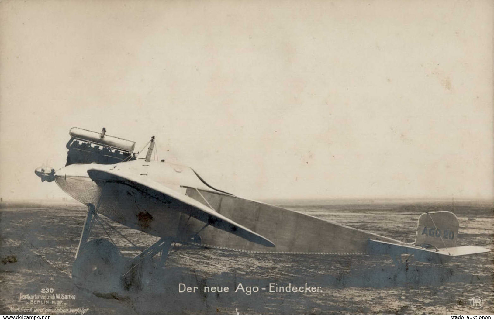 Sanke Flugzeug 230 Der Neue Ago-Eindecker II (kl. Einriss) Aviation - War 1914-18