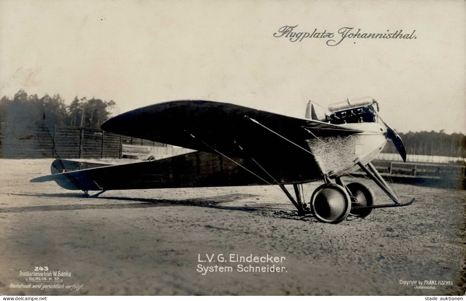 Sanke Flugzeug 243 L.V.G. Eindecker System Schneider Foto-AK I-II Aviation - Weltkrieg 1914-18