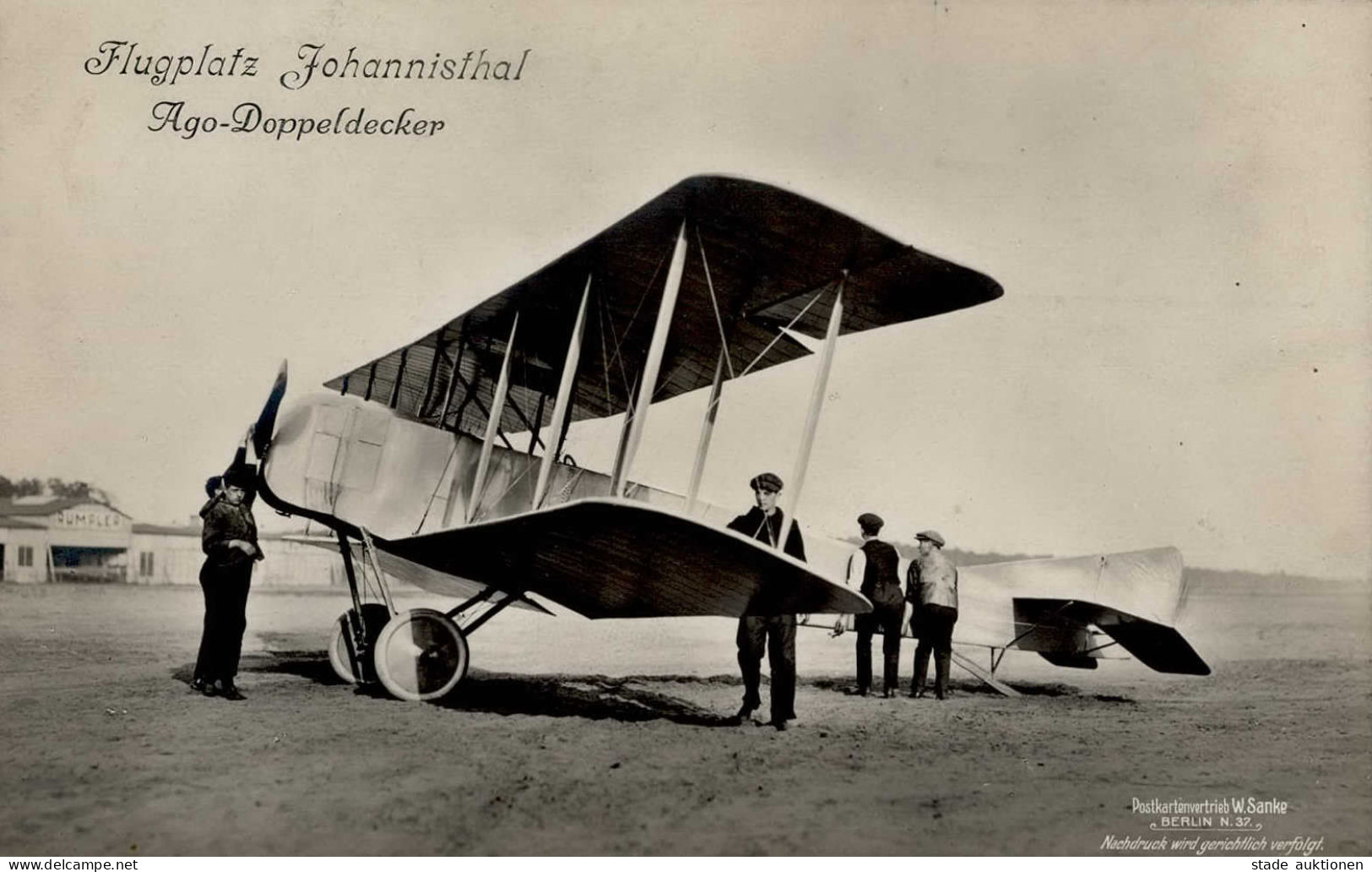 Sanke Flugzeug Johannisthal Ago-Doppeldecker I-II Aviation - Guerre 1914-18