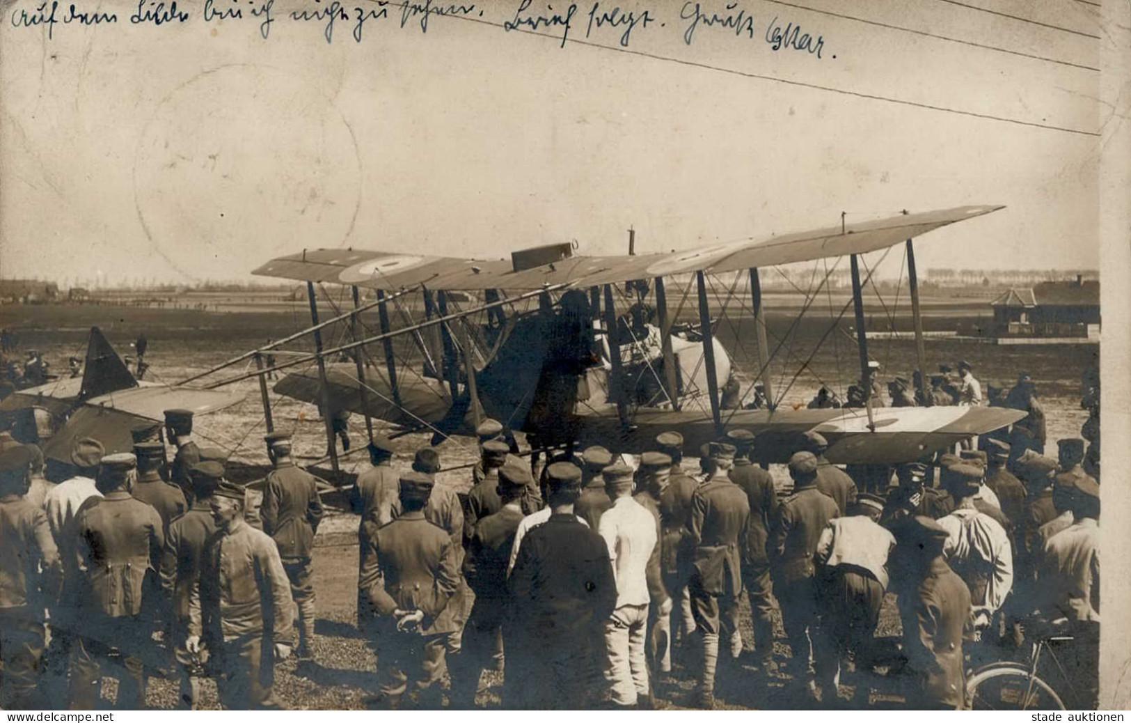 Flugzeug WK I Abgeschossener Englischer Doppeldecker 1917 I-II (Ecken Bestoßen) Aviation - Guerra 1914-18