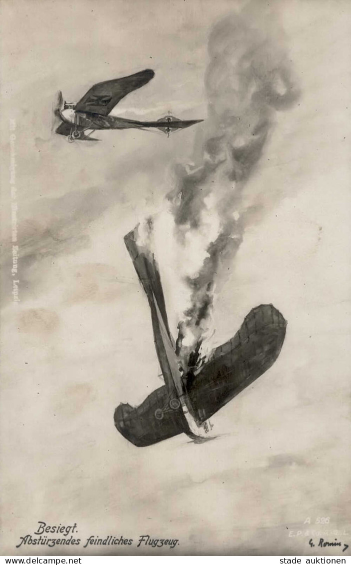Flugzeug WK I Abstürzendes Feindliches Flugzeug I-II Aviation - Weltkrieg 1914-18