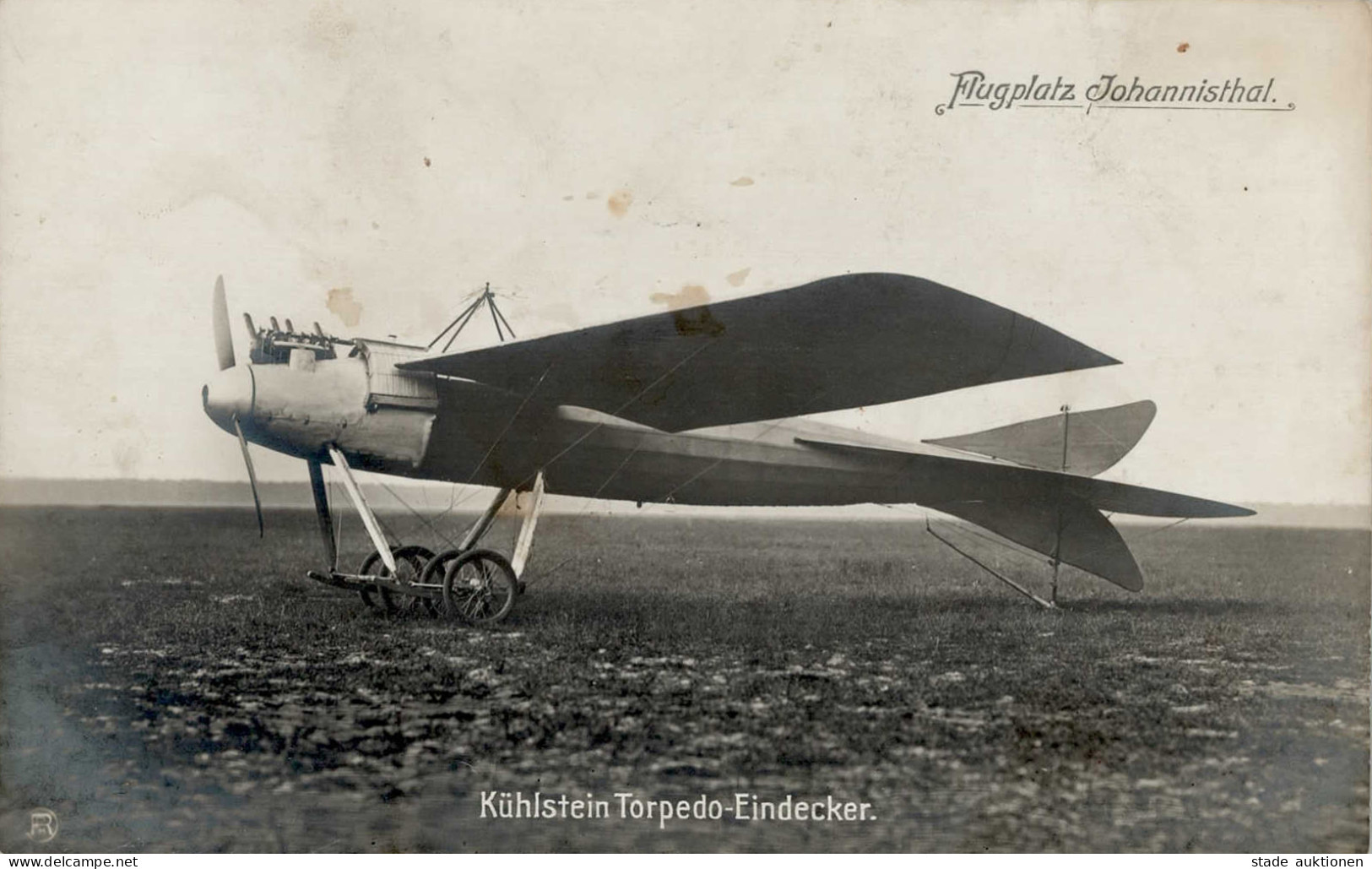 Flugzeug WK I Johannisthal Flugplatz Kühlstein Torpedo-Eindecker Foto-AK I-II (fleckig) Aviation - Oorlog 1914-18