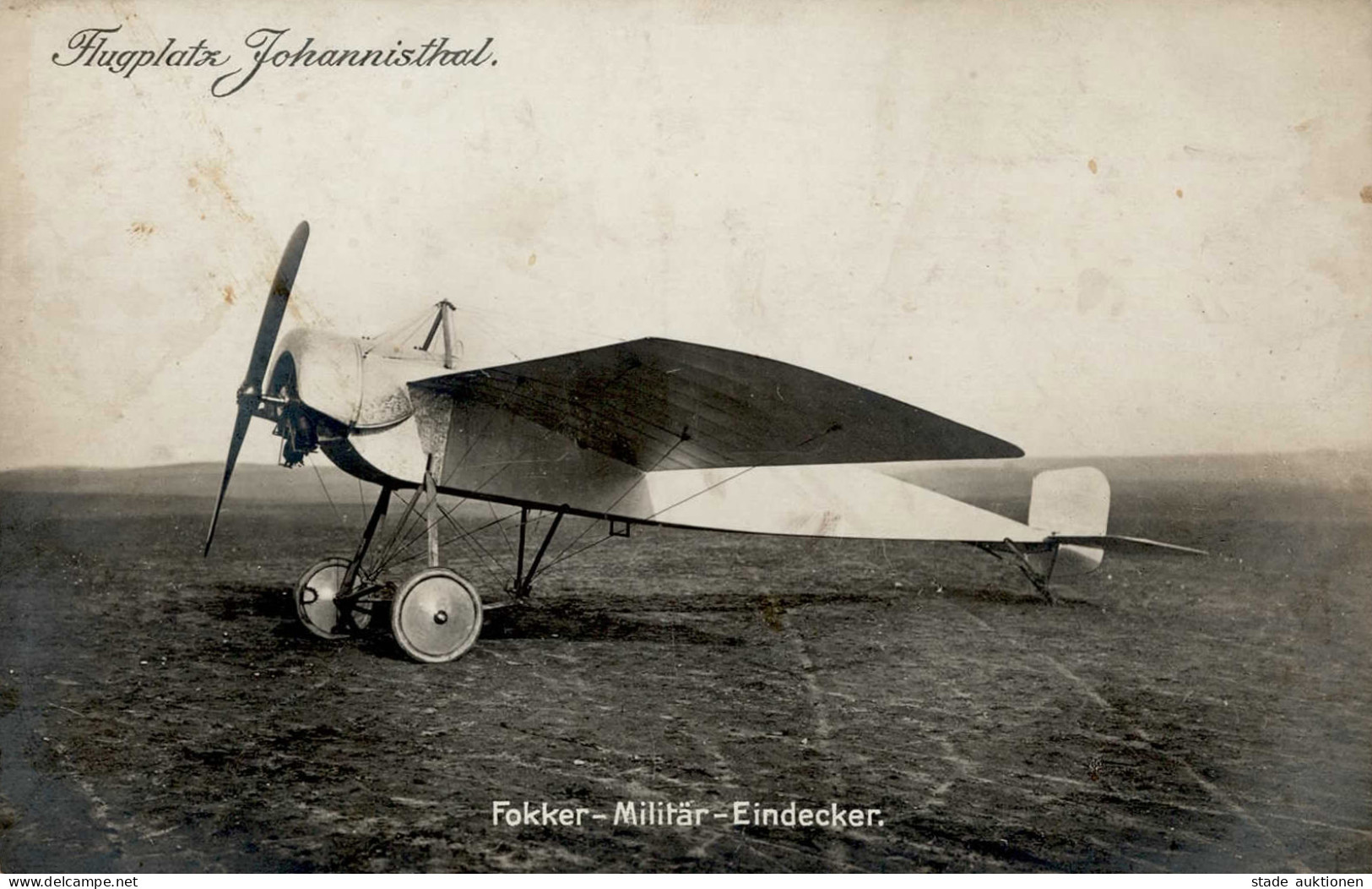 Flugzeug WK I Johannisthal Fokker-Militär-Eindecker II (Ecken Abgestossen , Fleckig) Aviation - Weltkrieg 1914-18