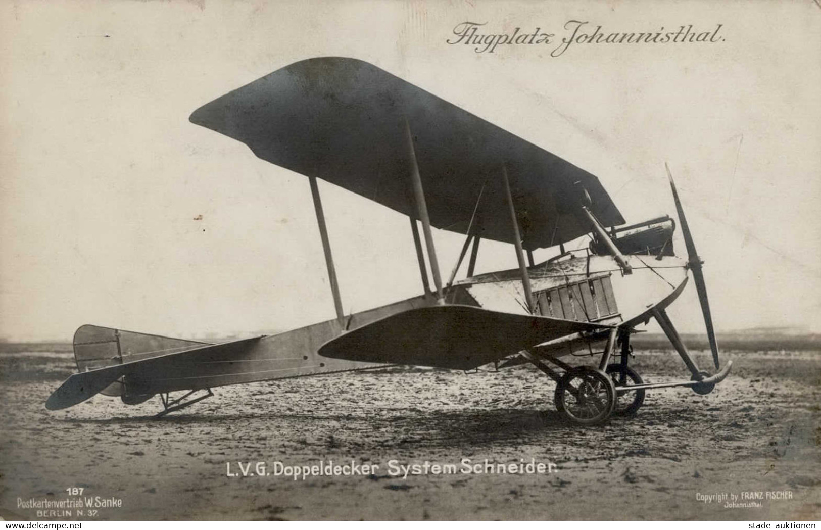 Sanke Flugzeug Johannisthal 187 L.V.G. Doppeldecker System Schneider II (Stauchung) Aviation - Guerra 1914-18