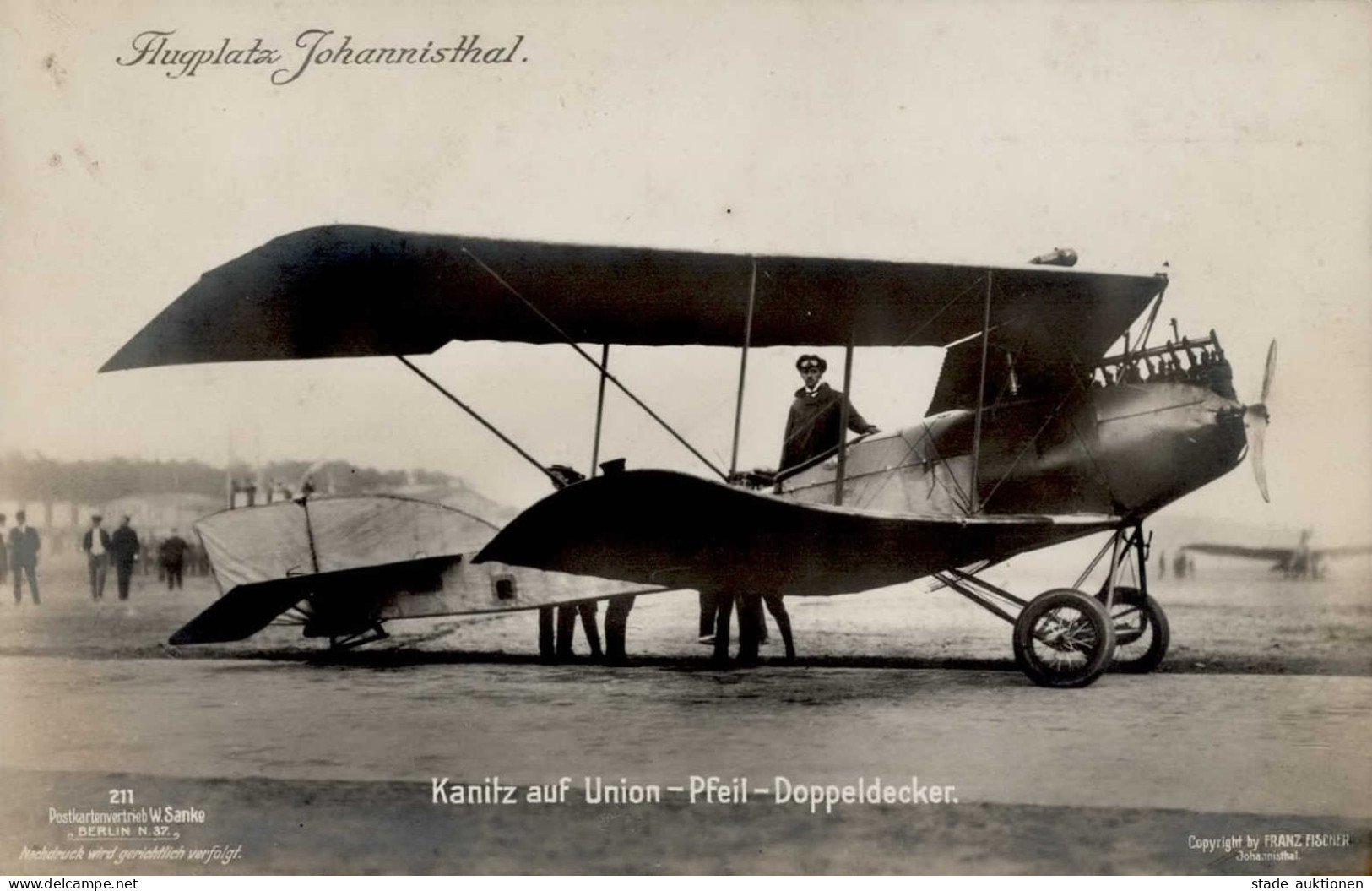 Sanke Piloten Johannisthal 211 Kanitz Auf Union-Pfeil-Doppeldecker I-II - Weltkrieg 1914-18