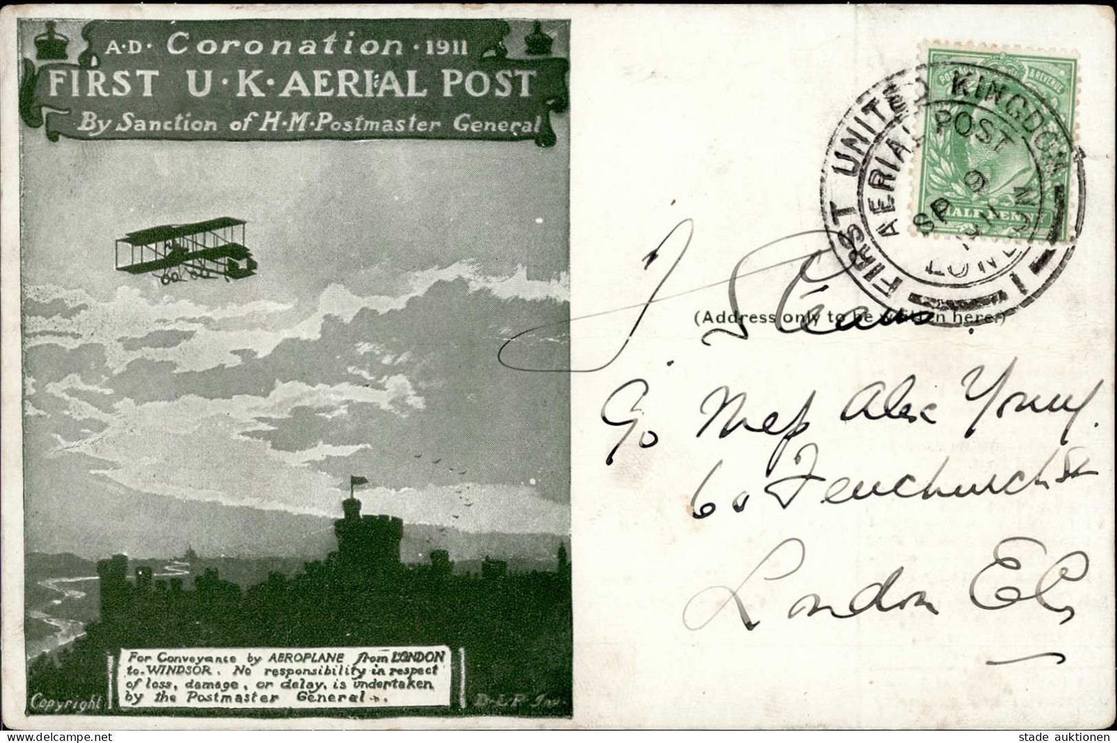 Flugpost First U. K. Aerial Post II (Stauchung) - Weltkrieg 1914-18
