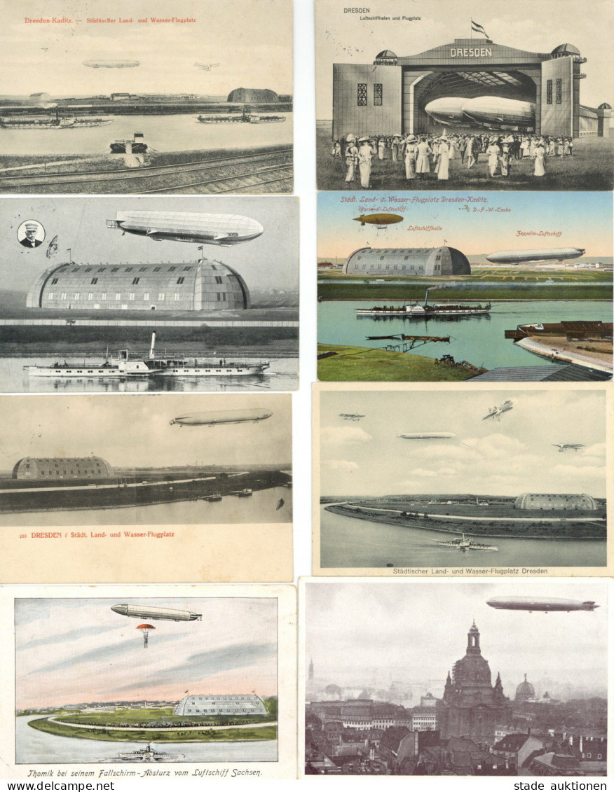 Zeppelin Dresden Lot Mit 8 Ansichtskarten I-II Dirigeable - Zeppeline