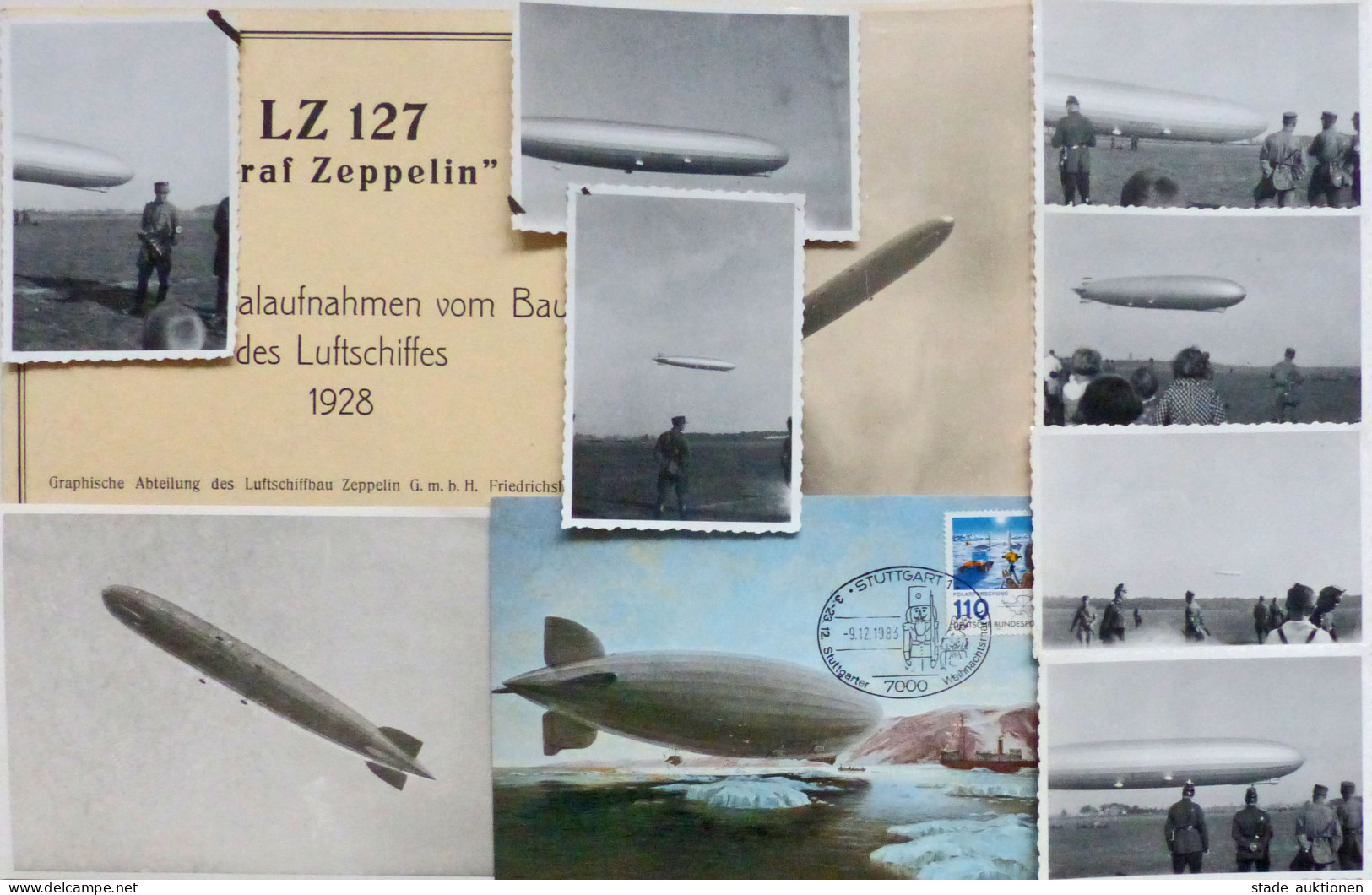 Zeppelin Konvolut Mit Fotos Und 6 Originalaufnahmen Vom Bau Des Luftschiffes Graf Zeppelin LZ 127 1928 I-II Dirigeable - Dirigeables