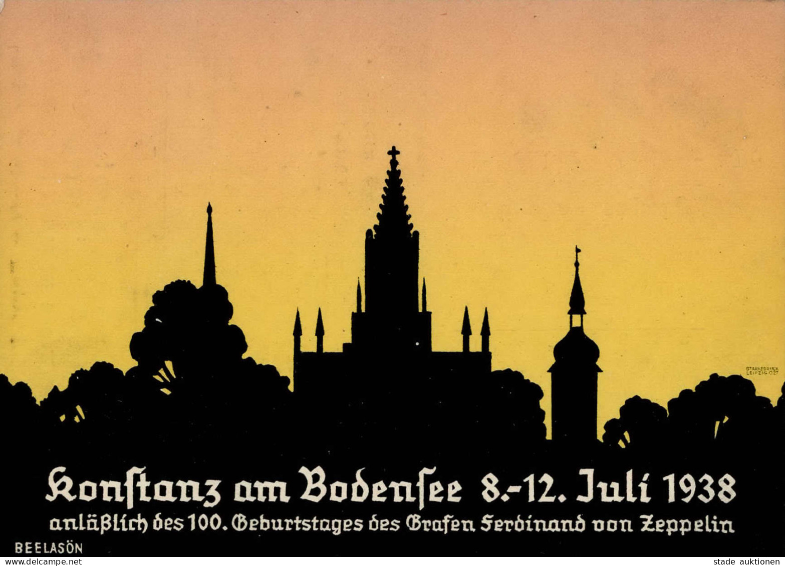 Konstanz Festkarte Zum 100. Geburtstag Graf Zeppelin 1938 Künstlerkarte I-II Dirigeable - Dirigibili