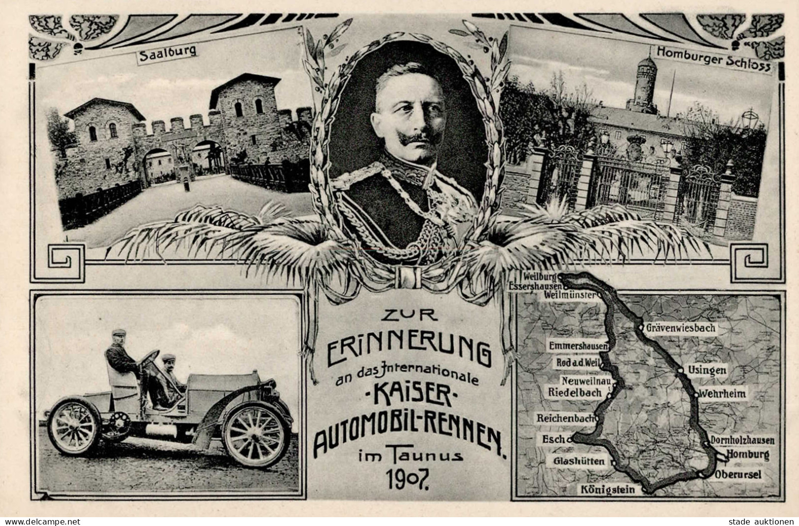 BAD HOMBURG - KAISERPREIS TAUNUS-RENNEN 1907 Dekorative Erinnerungskarte I - Sonstige & Ohne Zuordnung