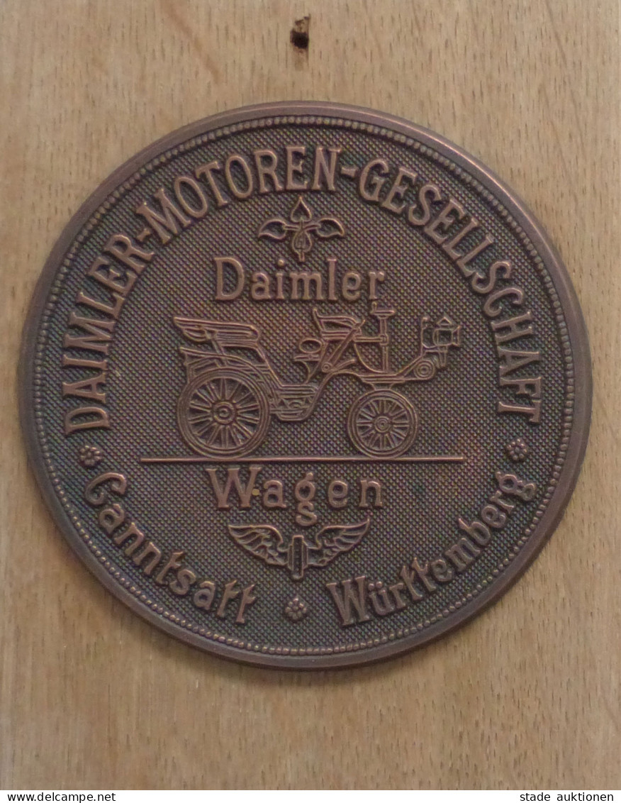 Auto Plakette Auf Holzbrett Der Daimler-Motoren-Gesellschaft Cannstatt Württemberg Durchm. 12,5cm I-II - Autres & Non Classés