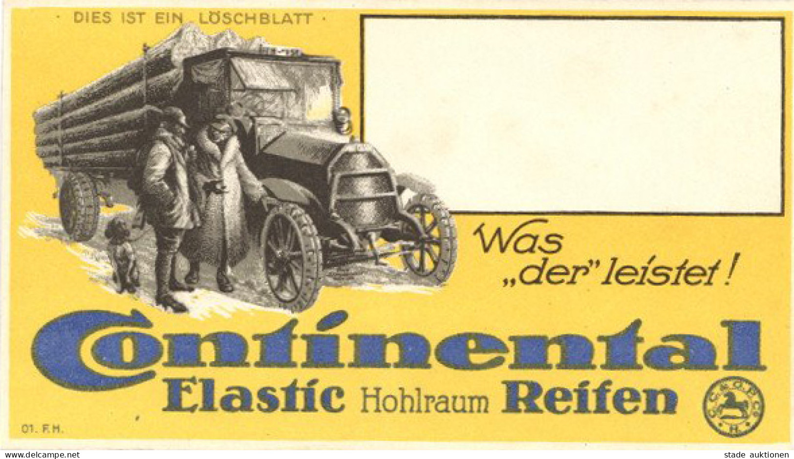 Automobil Löschblatt Von Continental Reifen 8,5x15 Cm I-II - Other & Unclassified