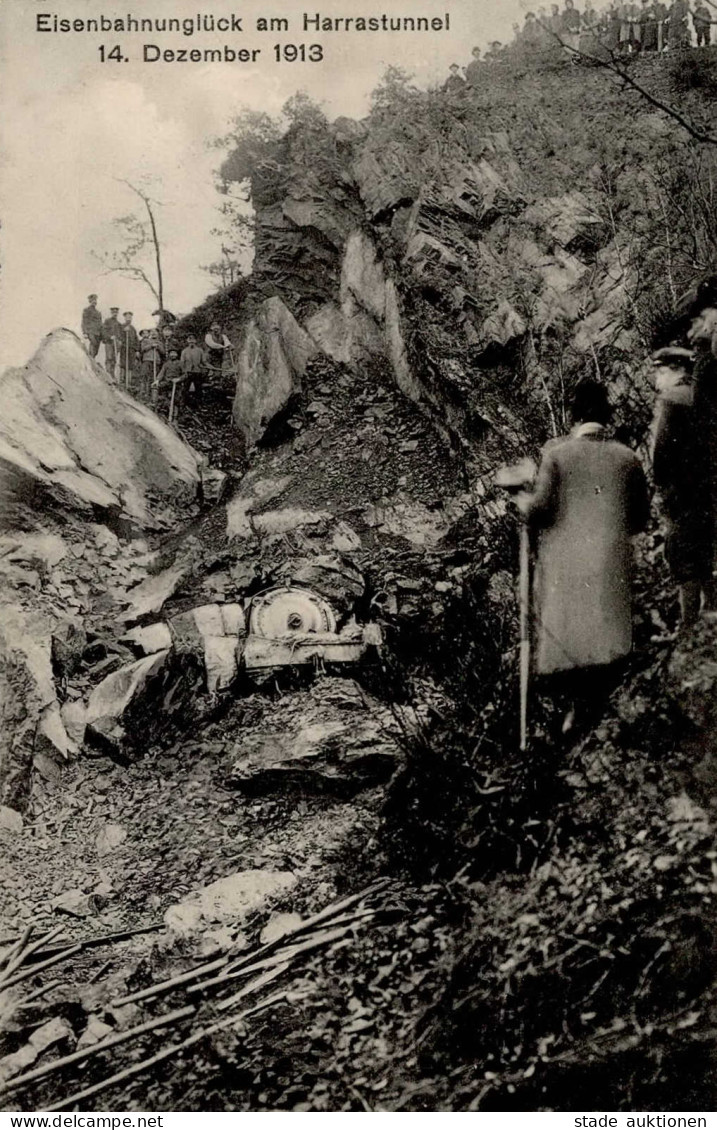 FRANKENBERG,Sa. - EISENBAHNUNGLÜCK Am HARRASTUNNEL 14.12.1913 I - Trains