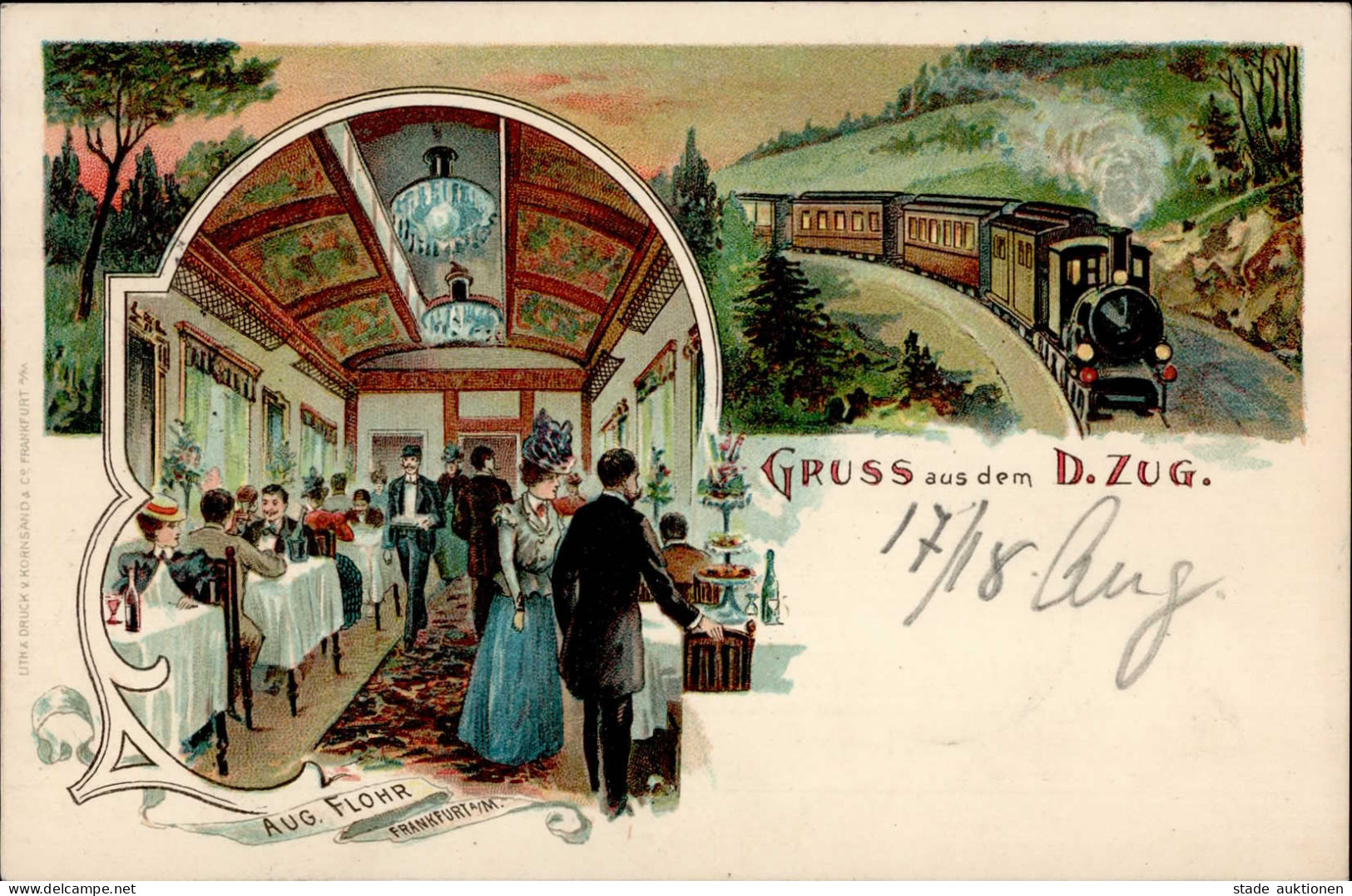 Eisenbahn Gruß Aus Dem D. Zug 1899 I-II Chemin De Fer - Eisenbahnen