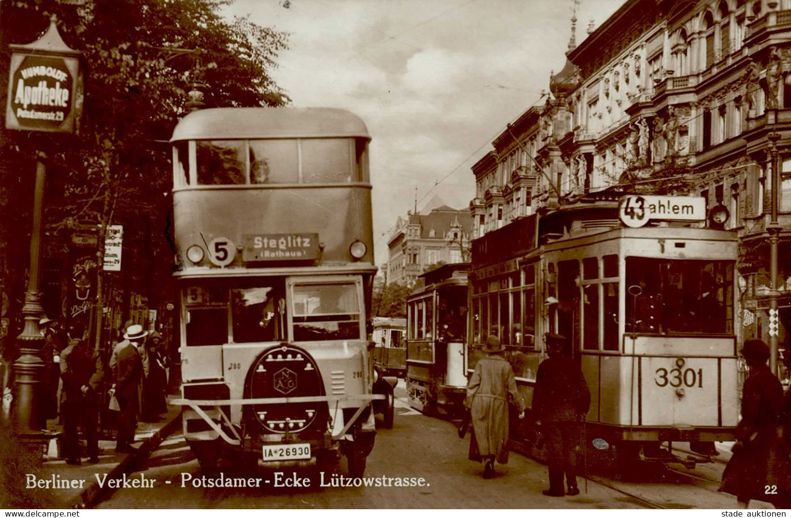 STRASSENBAHN - BERLIN Strassenbahn 43 Nach DAHLEM Potsdamer- Ecke Lützowstrasse I Tram - Tramways