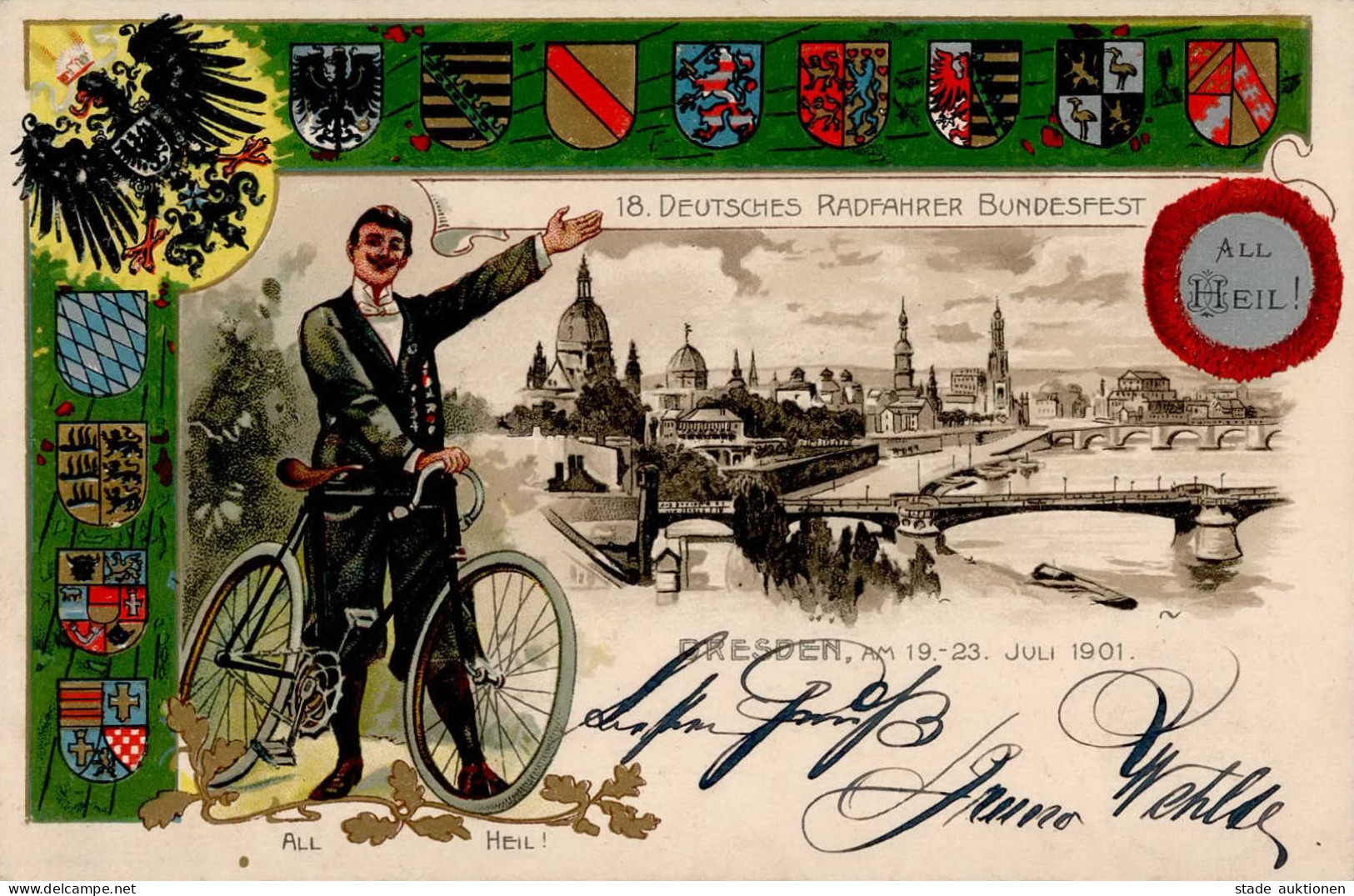 Fahrrad Dresden Deutsches Radfahrer Bundesfest 1901 I-II (RS Kl. Abschürfung) Cycles - Sonstige & Ohne Zuordnung