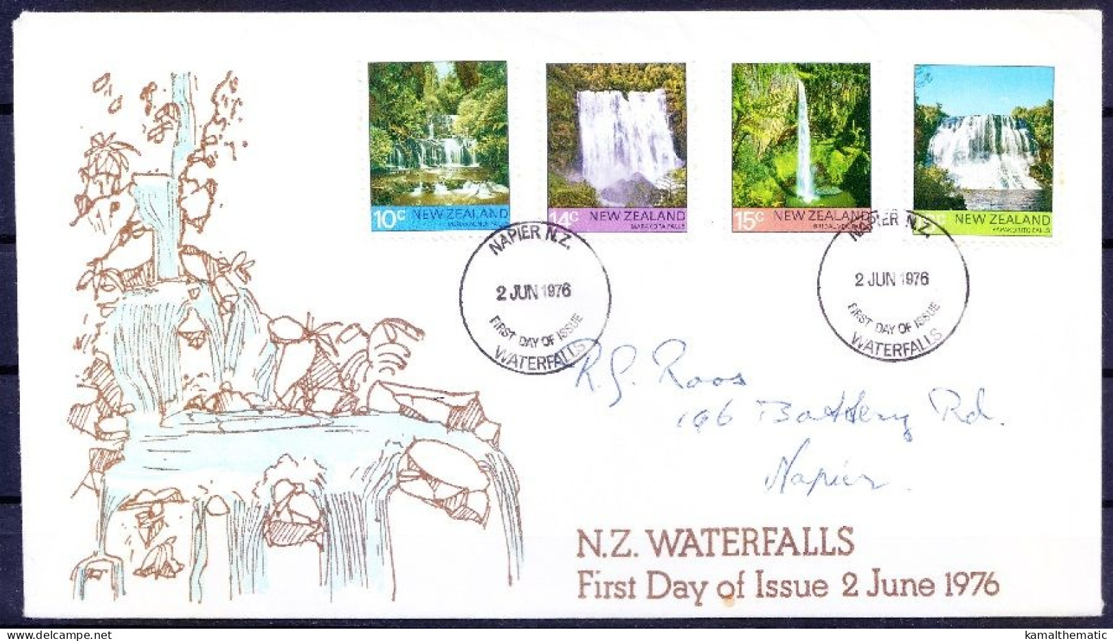 New Zealand 1976 Used FDC, Purakaunui, Marakopa, Bridal Veil, Papakorito Waterfalls - Naturaleza
