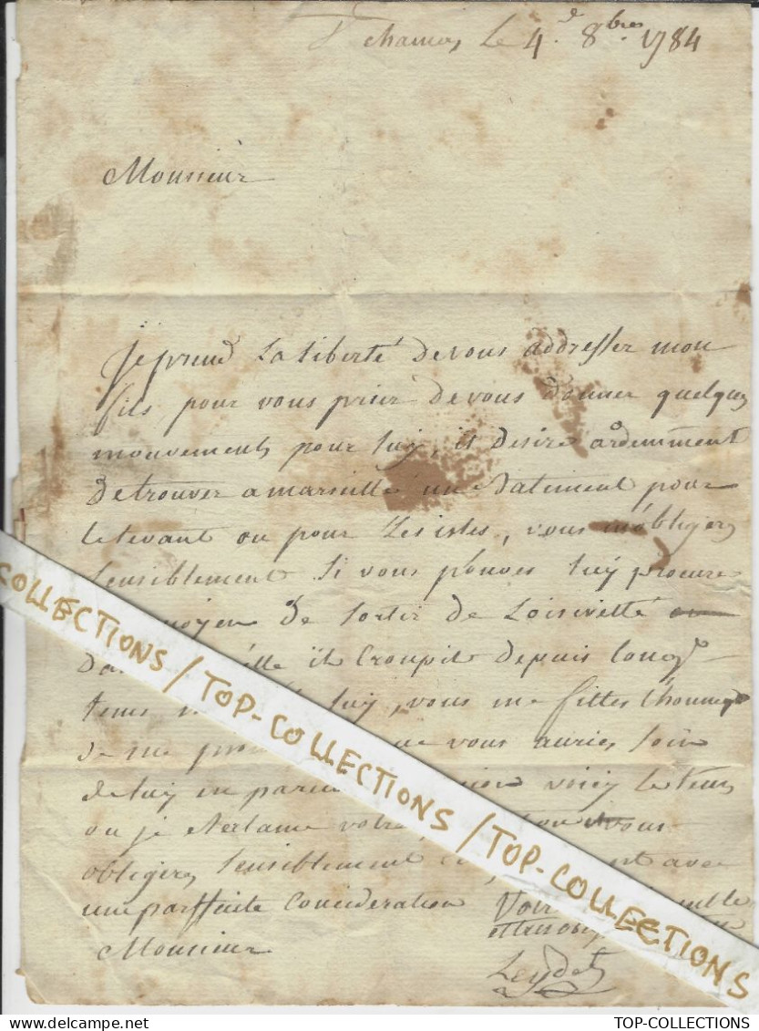 1784 Leydet St Chamas B. Du Rhone =>Lejeans Négociant Marseille EMIGRATION  EMBARQUEMENT Pour Le Levant Ou Les Isles - Historische Dokumente