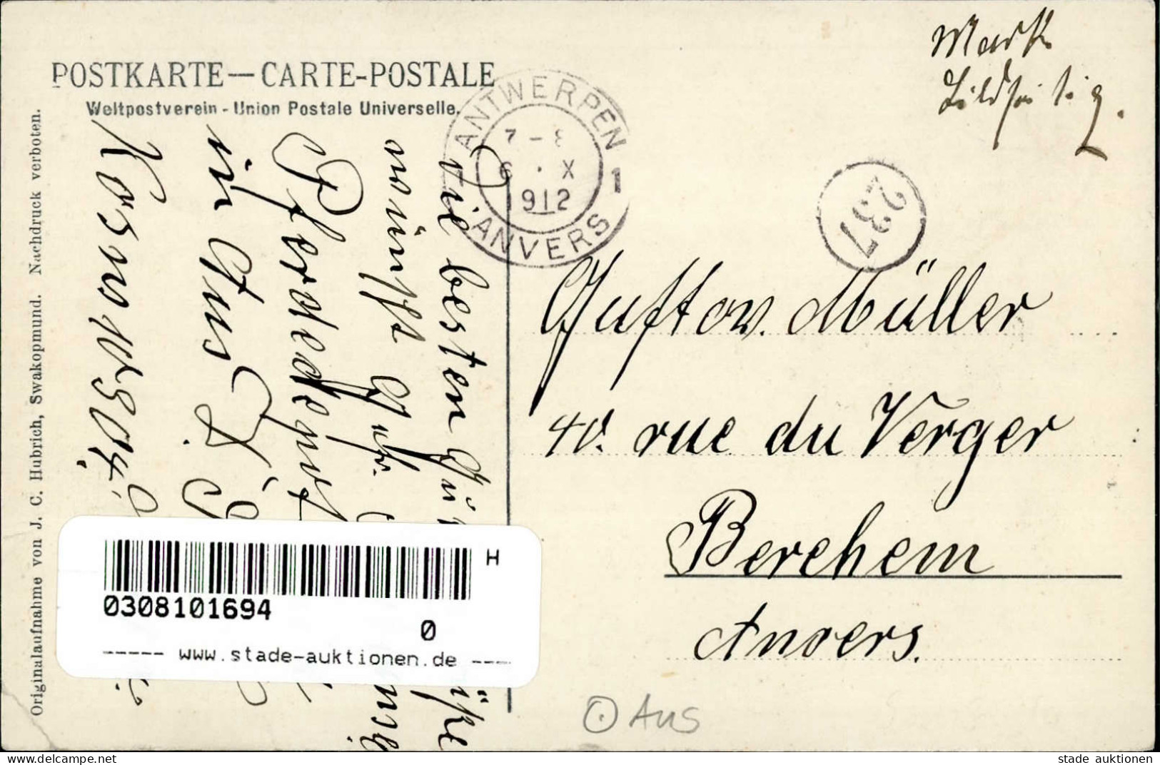 Kolonien Deutsch-Südwestafrika Der Stolzenfels Stempel Aus 29.08.1912 I-II (kl. Eckbug) Colonies - Ehemalige Dt. Kolonien