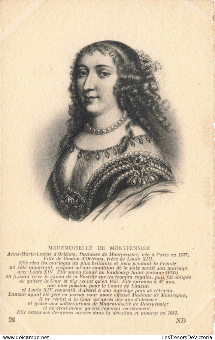 CELEBRITES - Personnages Historiques - Mademoiselle De Montpensier - Carte Postale Ancienne - Historical Famous People