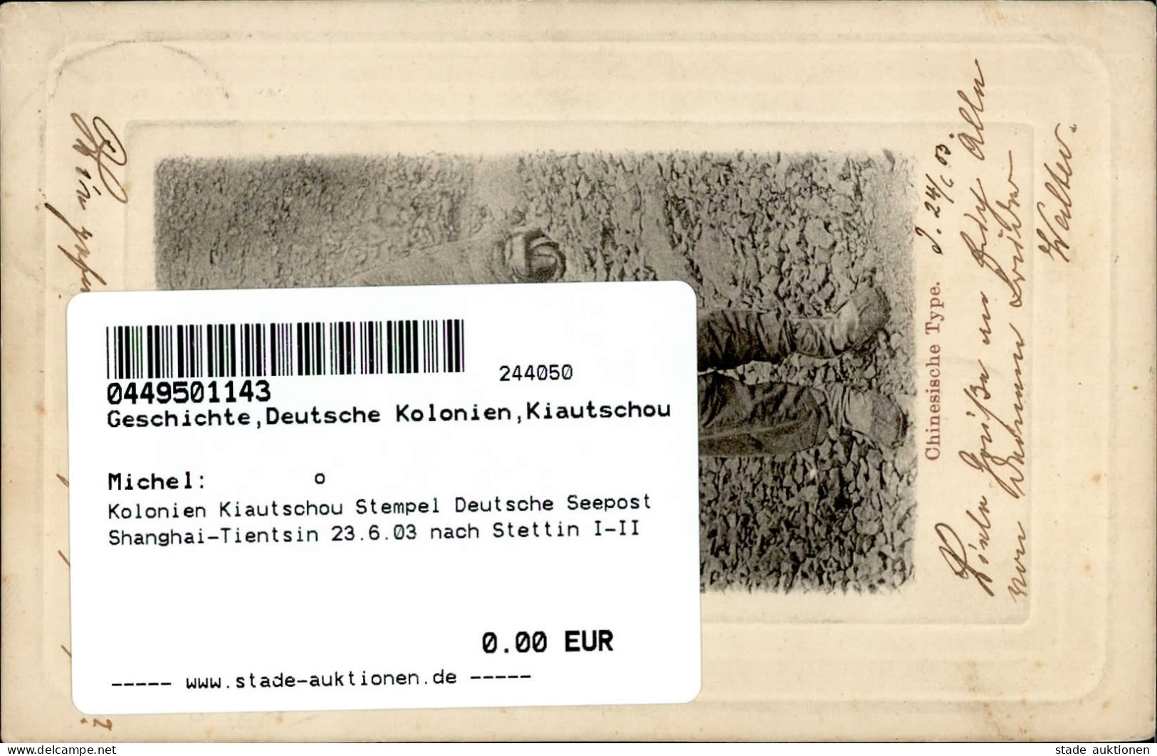 Kolonien Kiautschou Stempel Deutsche Seepost Shanghai-Tientsin 23.6.03 Nach Stettin I-II Colonies - Ehemalige Dt. Kolonien