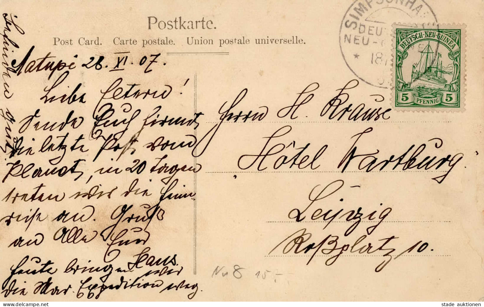 Kolonien Deutsch Neuguinea Badende Mädchen In Logagon Neu-Mecklenburg Stempel Simpsonhafen 1907 I-II Colonies - Ehemalige Dt. Kolonien