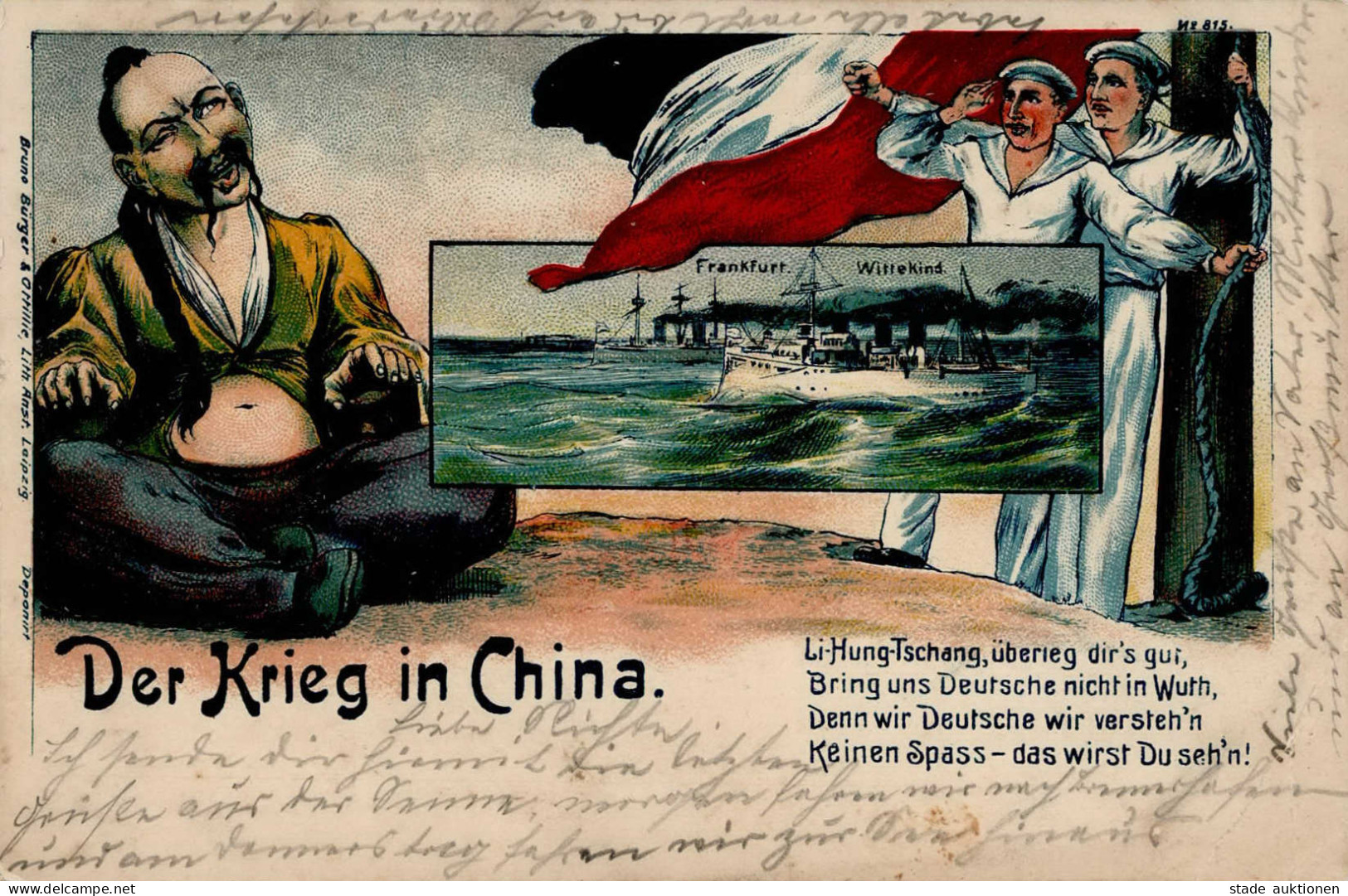 Deutsche Post China Dampfer Krieg In China Verlag Bruno Bürger U. Ottilie II (Eckbug) - Ehemalige Dt. Kolonien