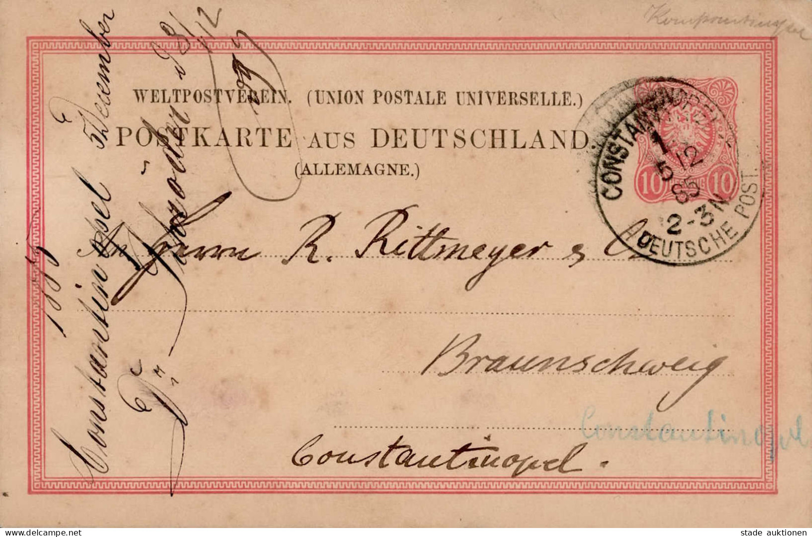 Deutsche Post Türkei Constantinopel Vorläufer Auf DR Pfennig Ganzsache 1885 II - Ehemalige Dt. Kolonien
