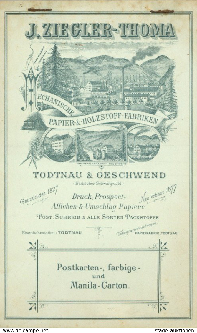 AK-Geschichte Druckprospekt/Farbtafel Für Produkte Der Papier Und Holzstoff-Fabrik Ziegler-Thoma In Todtnau Gschwend I-I - Sonstige & Ohne Zuordnung