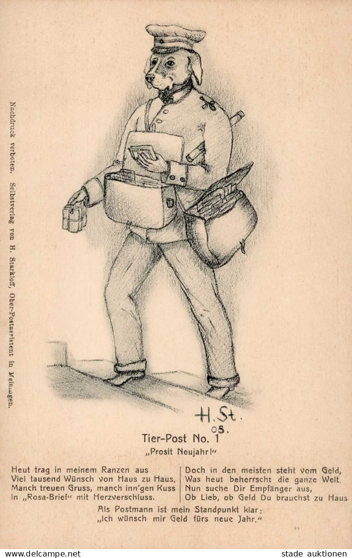 Postgeschichte Tier-Post Nr. 1 Hunde-Briefträger Sign. Starkloff I-II Chien - Otros & Sin Clasificación