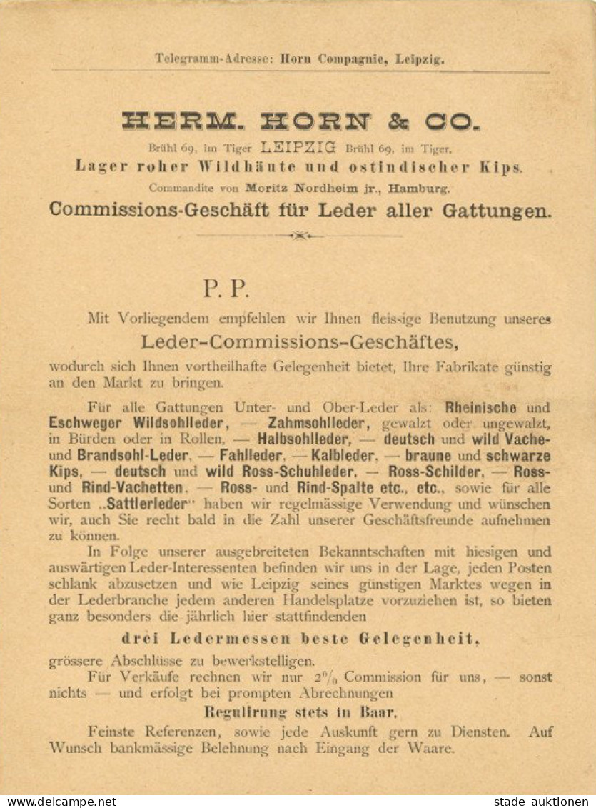 Vorläufer 1886 Leipzig Klapp-AK Leder-Commissions-Geschäft Herm. Horn I-II - History