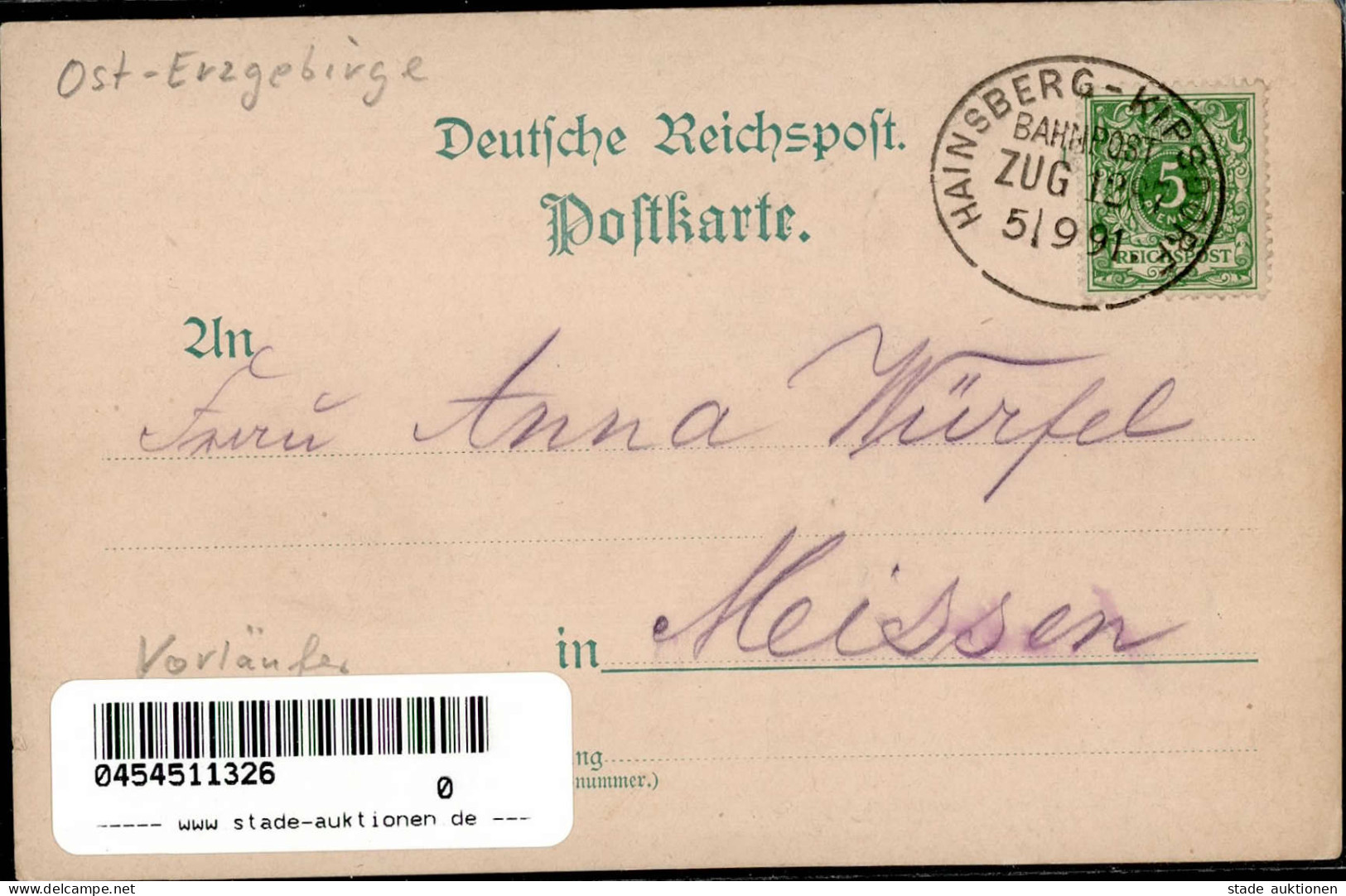 Vorläufer 1891 ERZGEBIRGE - Gruss Aus Der BUSCHMÜHLE Bahn-o HAINSBERG-KIPSDORF Zug 12 5.9.91 I Montagnes - Histoire