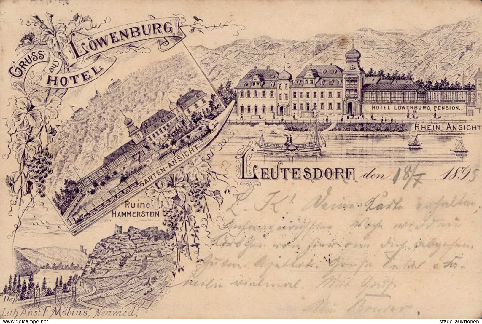 Vorläufer 1895 - LEUTESDORF,Rhein Gruss Aus HOTEL LÖWENBURG I-II Montagnes - Geschichte