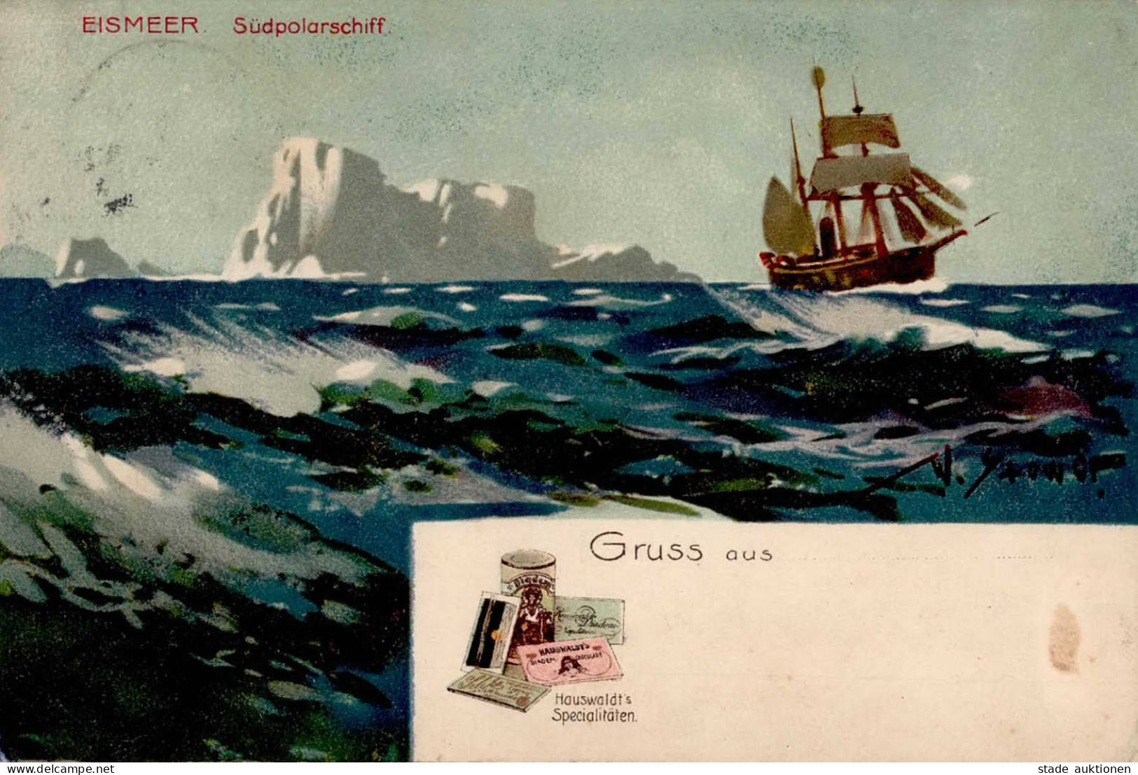 POLAR - EISMEER Mit SÜDPOLARSCHIFF Künstlerkarte Sign. W.Stöwer I-II - Autres & Non Classés