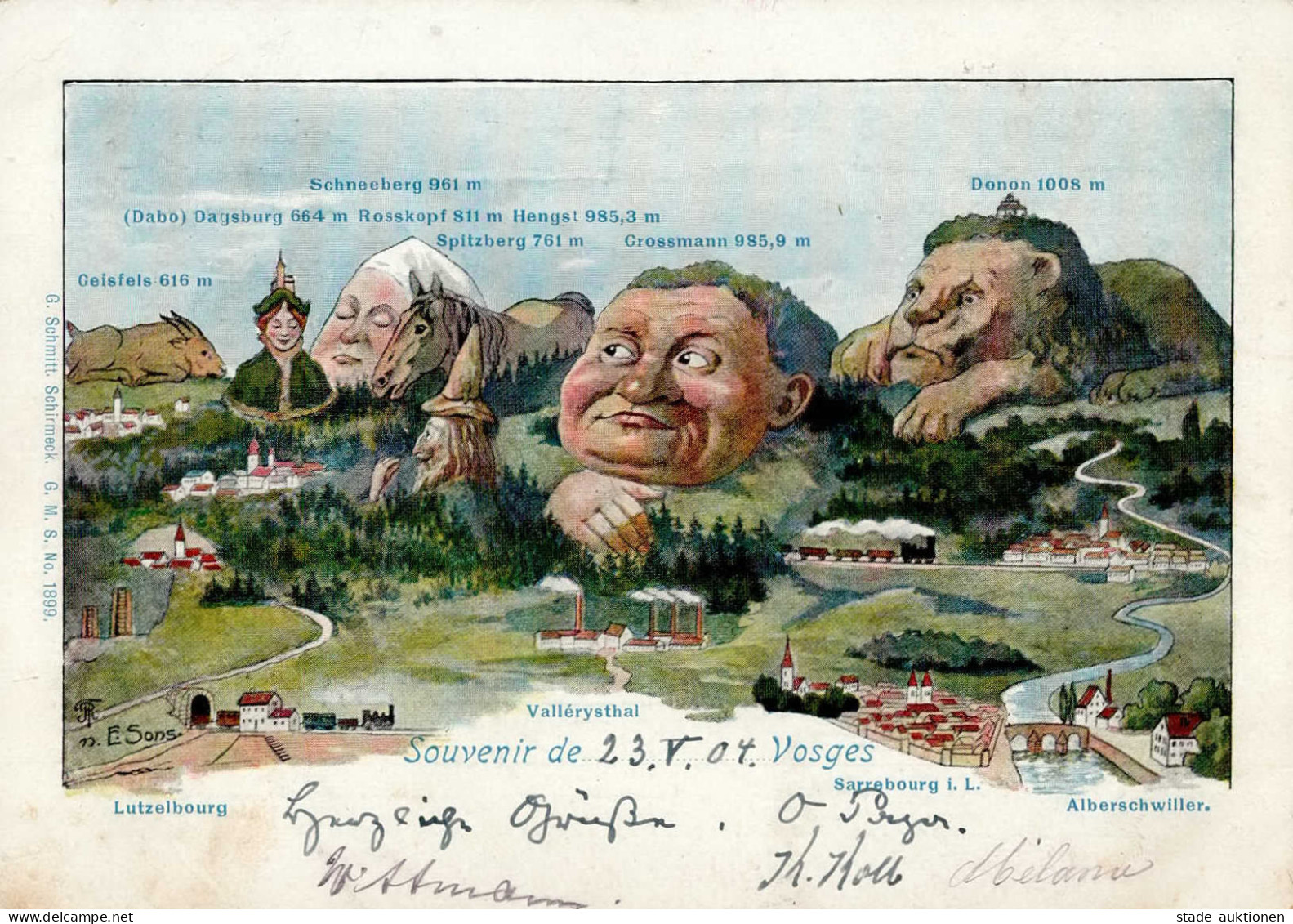 Berggesichter Vogesen Künstlerkarte Sign. E. Sons I-II (leicht Fleckig, Ecken Leicht Bestoßen) Face à La Montagne - Other & Unclassified