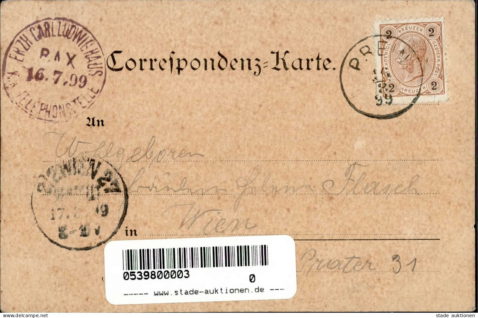 Carl Ludwig Haus Auf Der Rax Mit Posthilfsstempel 1899 I-II - Altri & Non Classificati