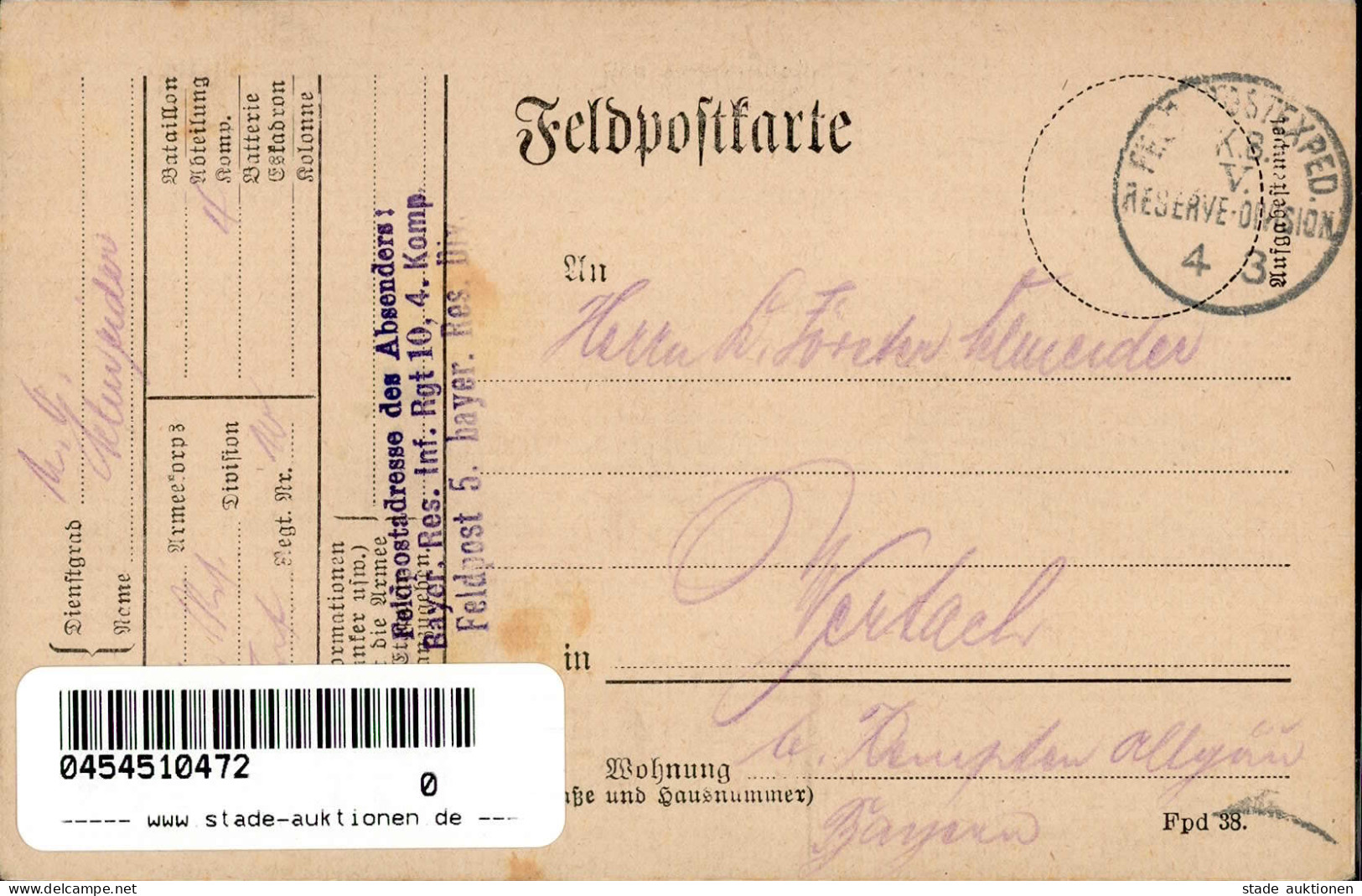 PFADFINDER - Der PFADFINDER Handgemalte Feldpostkarte 1916 I-II - Scouting