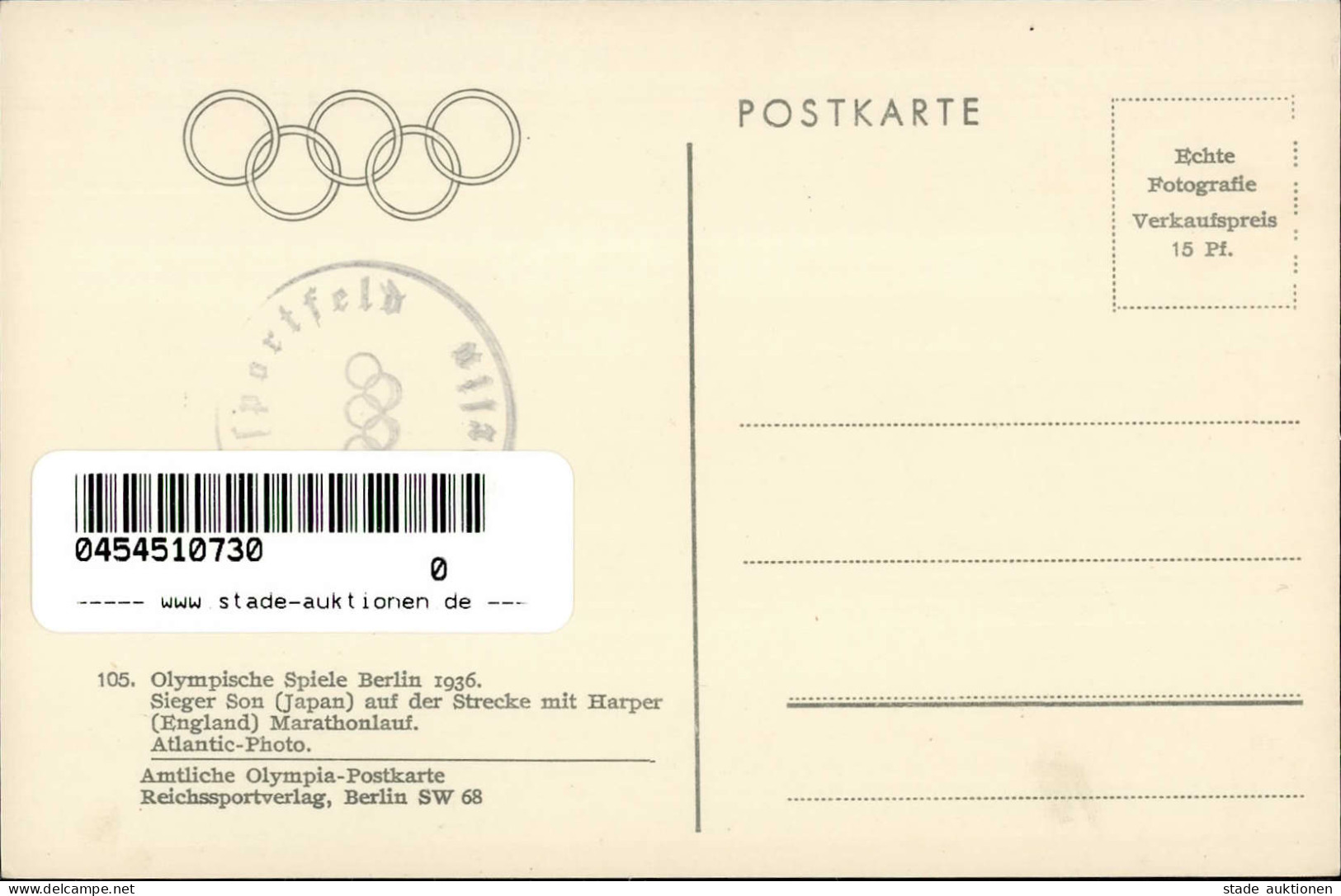 BERLIN OLYMPIA 1936 - Nr. 105 Sieger Son Japan Auf Der Strecke Mit Harper England MARATHONLAUF I - Olympische Spelen