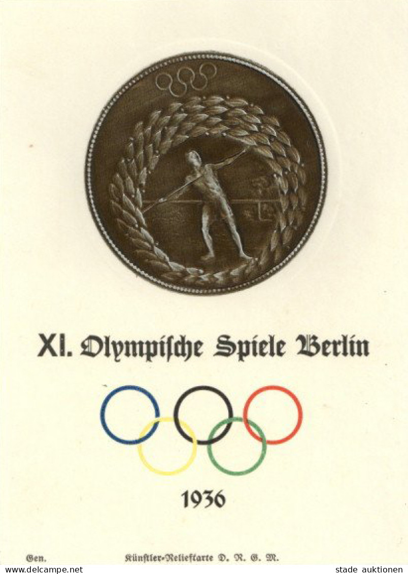 BERLIN OLYMPIA 1936 WK II - METALL-RELIEFKARTE SPEERWERFER I - Jeux Olympiques