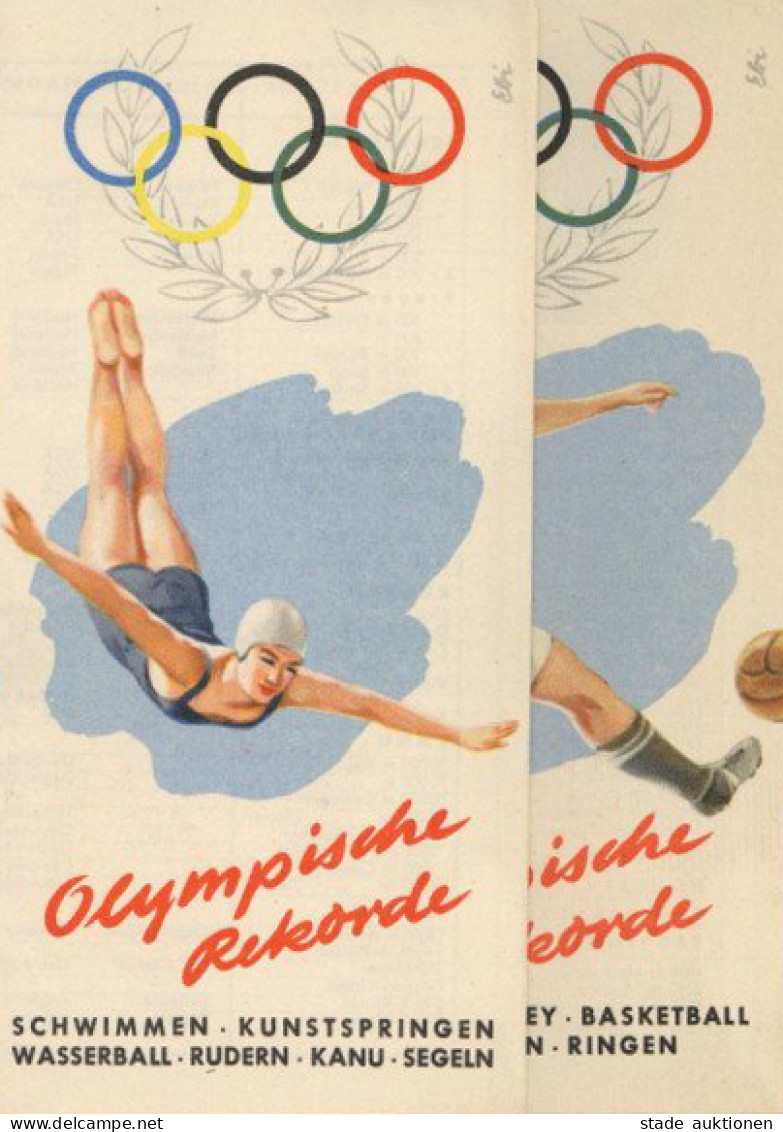 Olympiade Sommerspiele2 Flyer Von Coca-Cola Von Olympischen Rekorden 1936 Und 1948 In Versch. Disziplinen I-II - Olympische Spiele