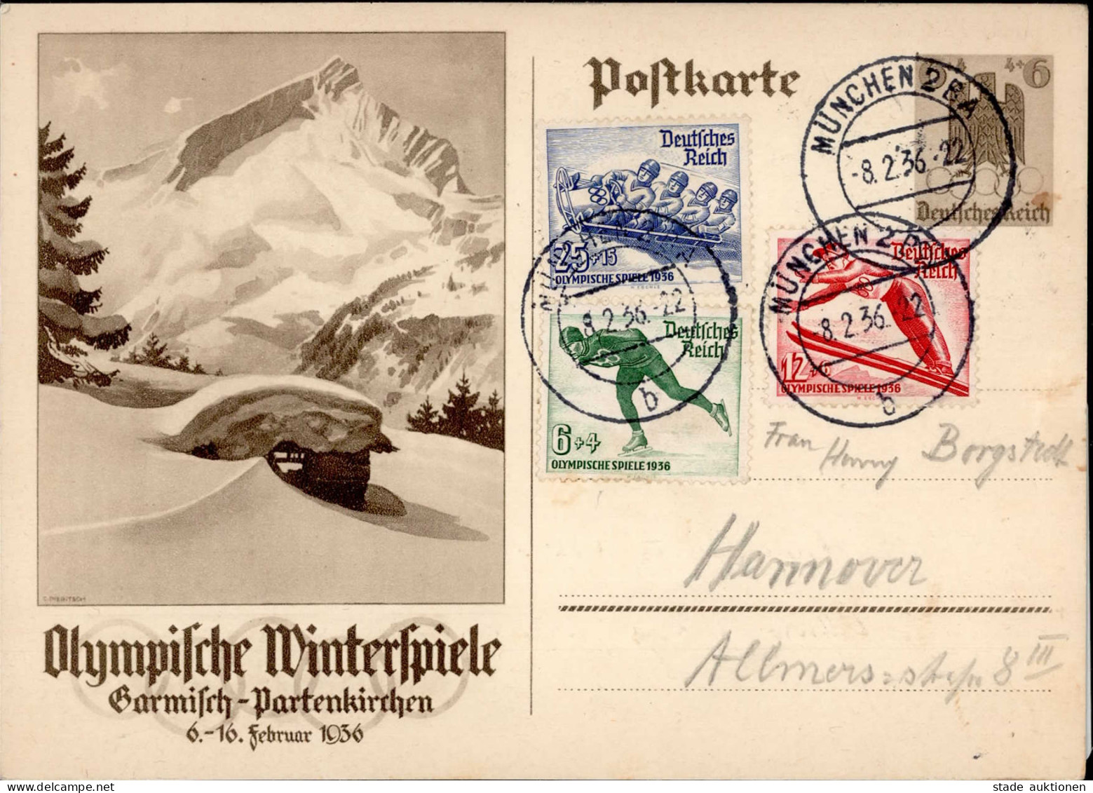 Olympiade Garmisch 1936 Winterspiele Kpl. Satzfrankatur I-II - Olympic Games