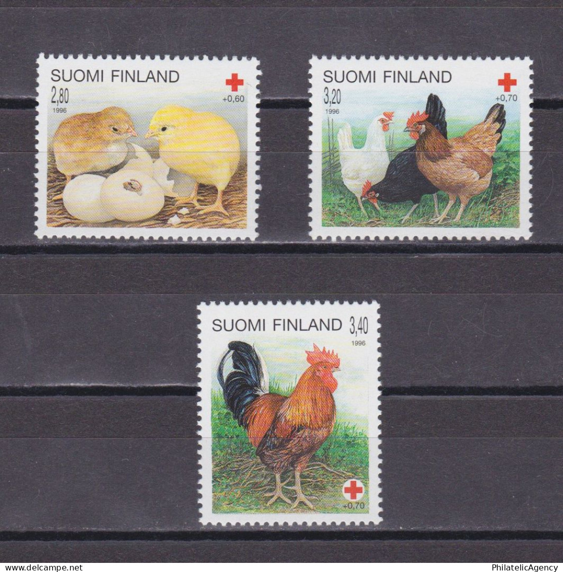 FINLAND 1996, Sc# B254-256, Semi-Postal, Birds, Hens, MNH - Collections, Lots & Series