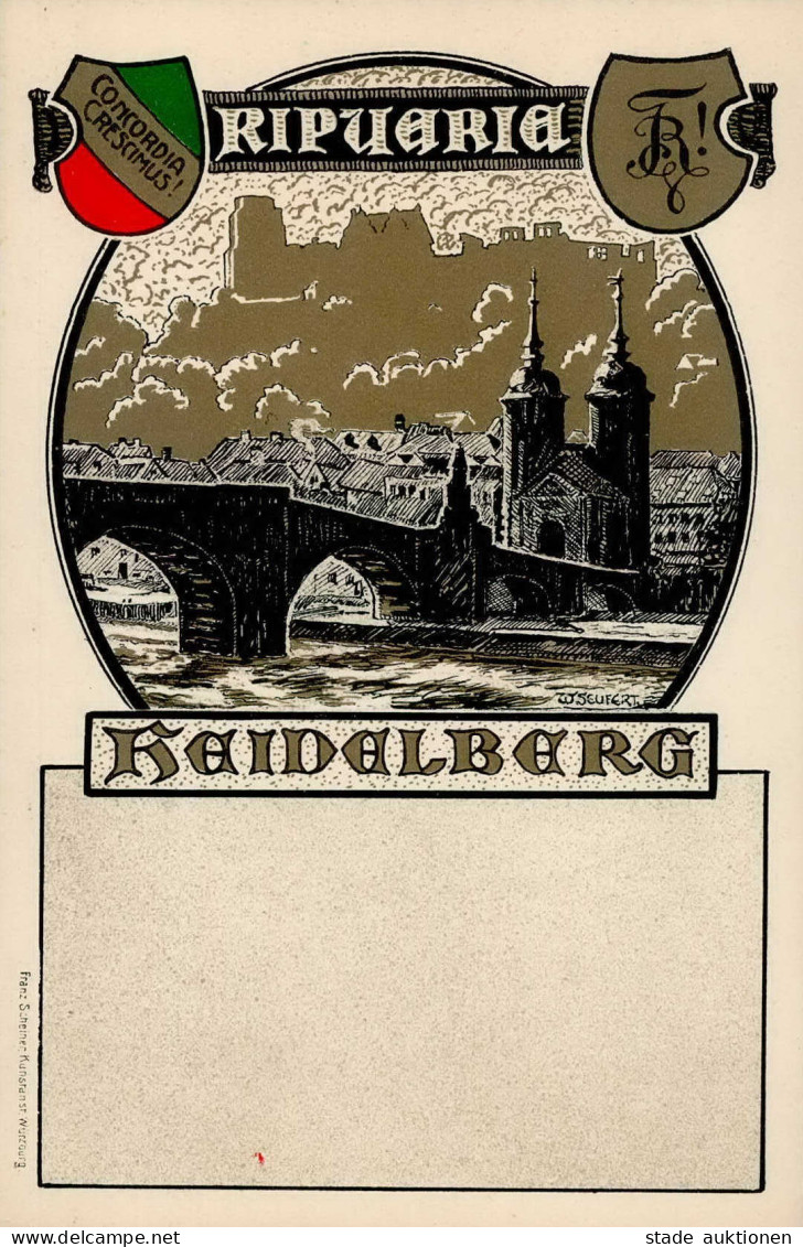 Studentika HEIDELBERG - Künstlerkarte Sign. W.Seufert I - Schulen