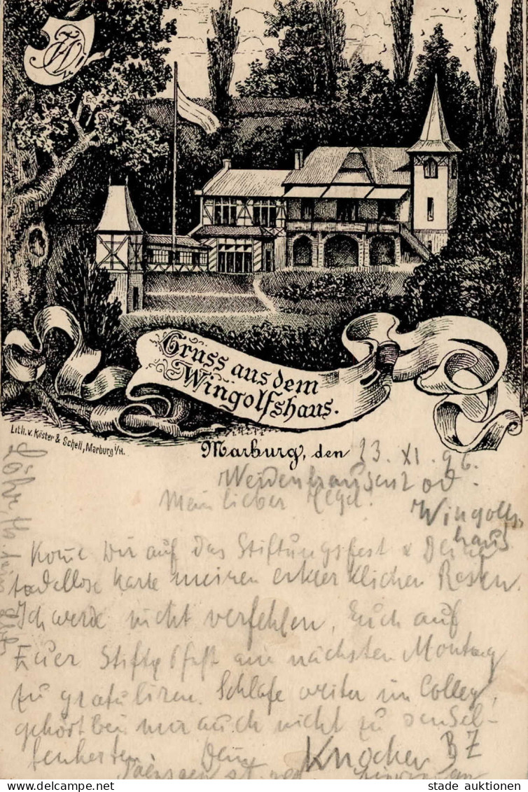 Studentika MARBURG,Lahn - VORLÄUFER Gruss Aus Dem WINGOLFHAUS 1896 I Montagnes - Escuelas