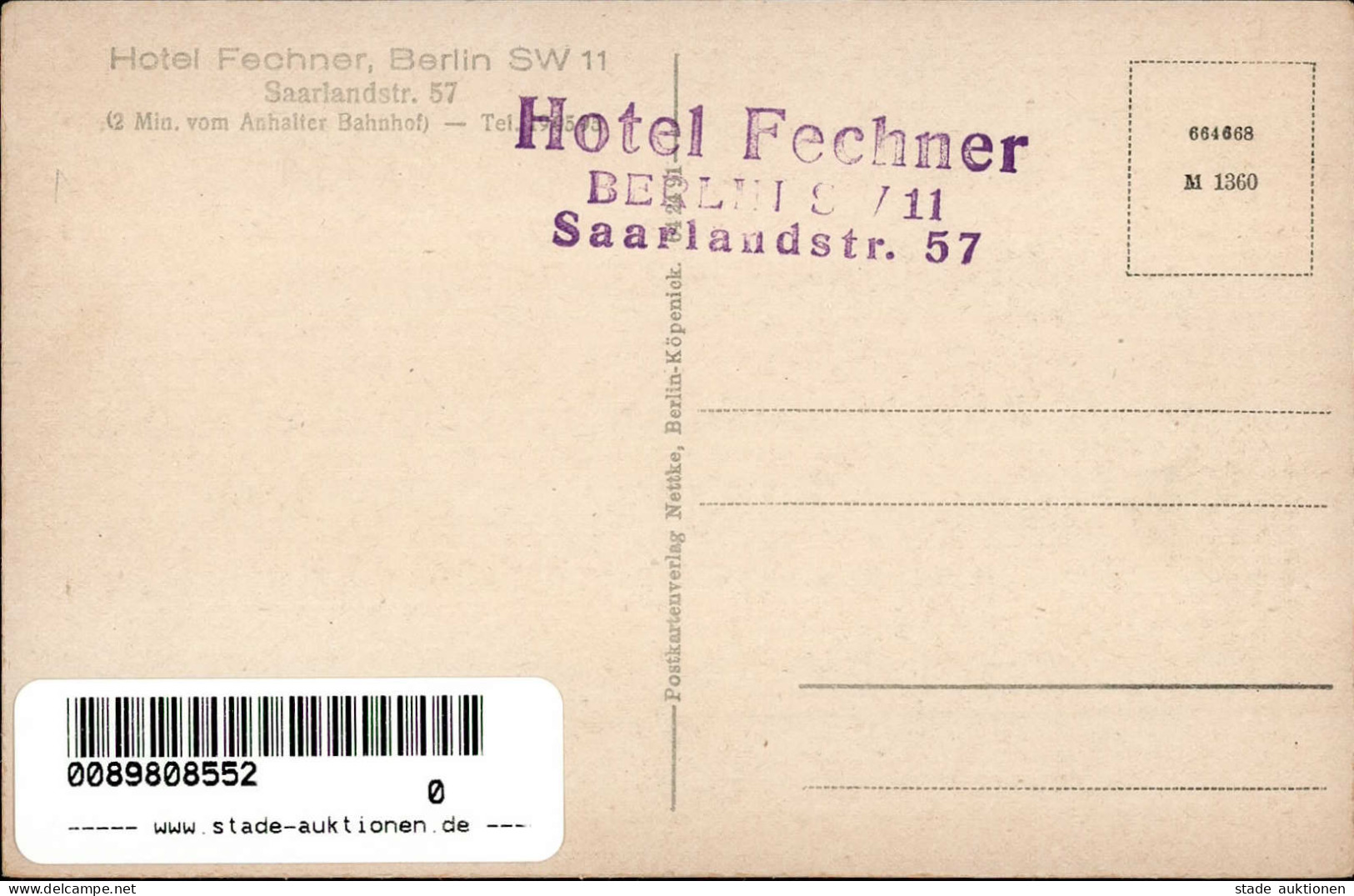 Berlin (1000) Hotel Fechner Saarlandstrasse 57 I-II - Plötzensee